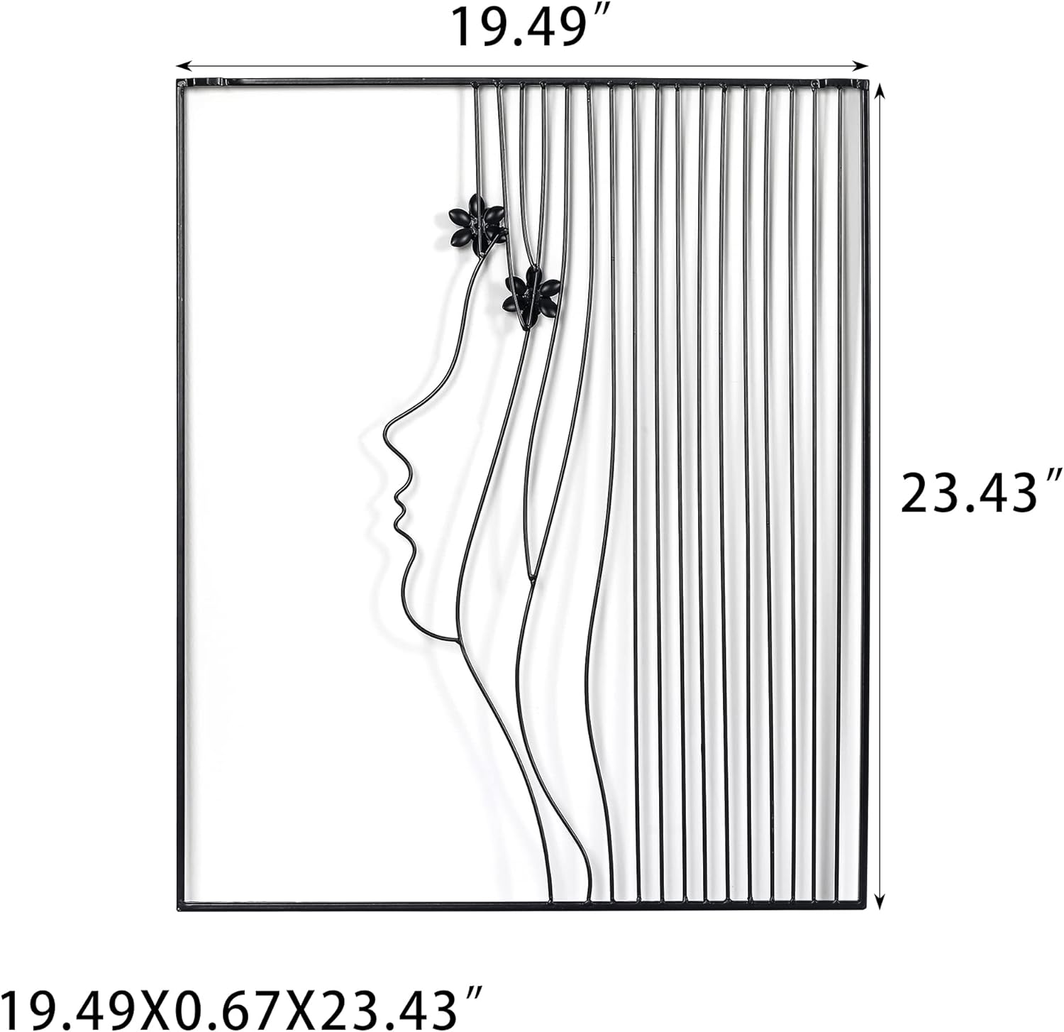 Minimalist Wall Decor Framed Abstract Wall Art, 19 x 23 inch Black Metal Line Home Decor