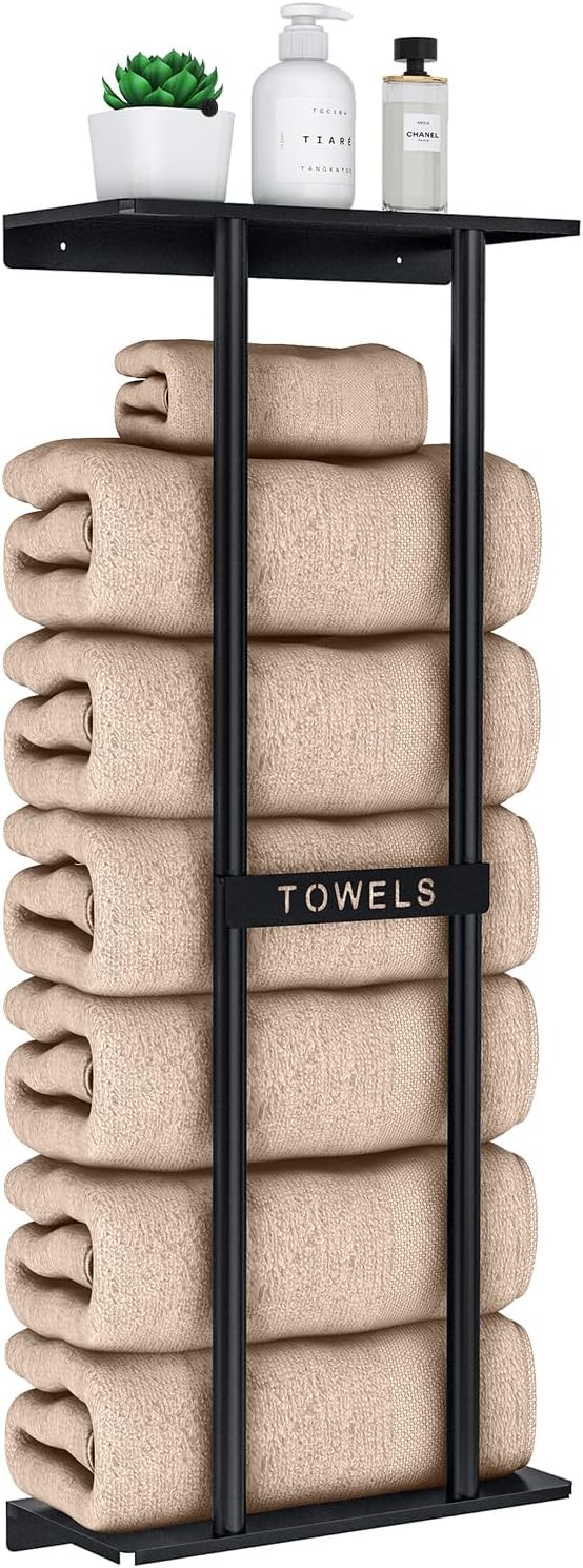 Bathroom Towel Storage Rack, Towel Racks for Bathroom Wall Mounted 30 inch with Shelf Can Holds 6 Large Towels