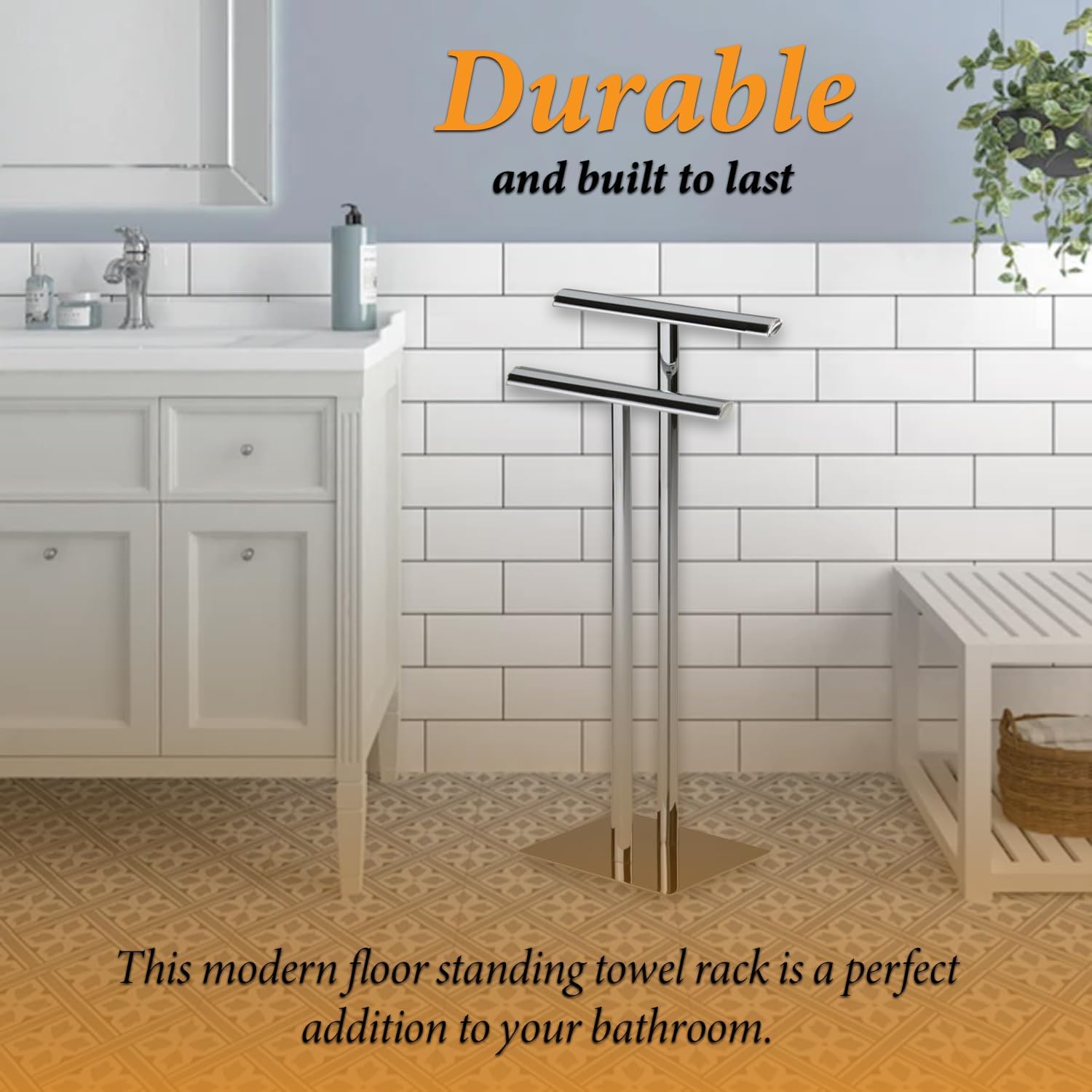 2 Tier Freestanding Towel Rack, Bathroom Standing Towel Racks