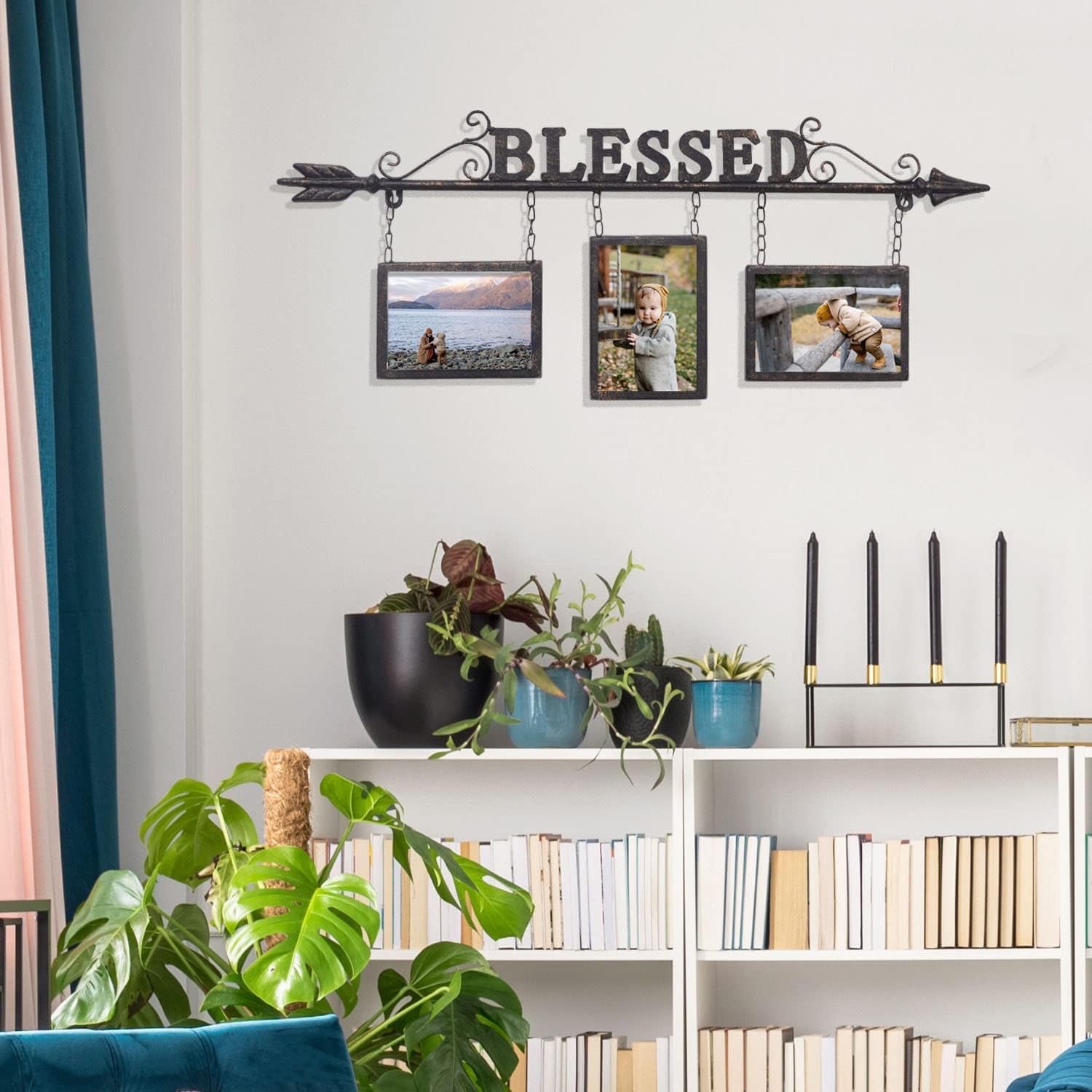 4 x 6 Metal Photo Frame Decorative Wall Hanging Collage Picture Frame with 3 Openings