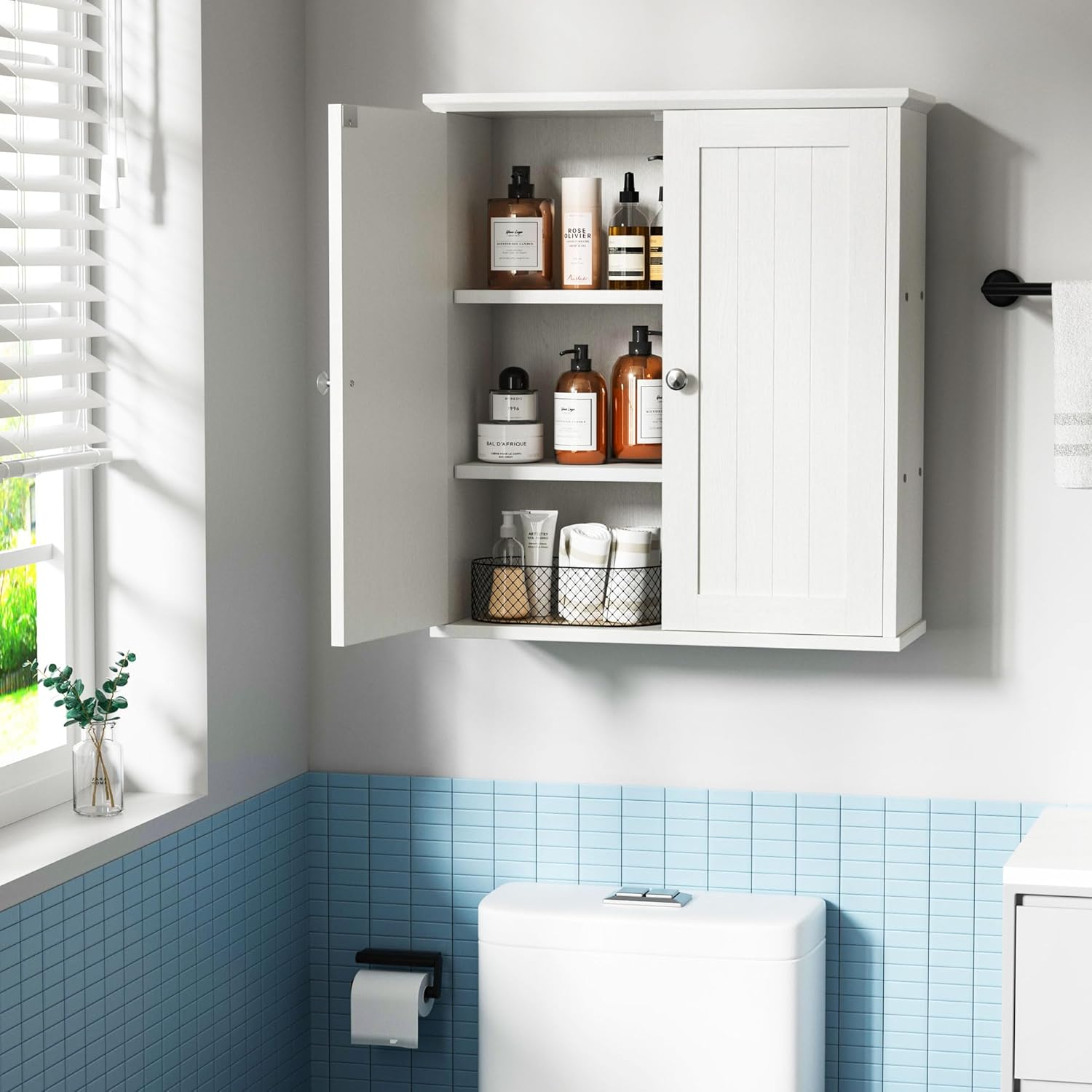 Bathroom Cabinet Wall Medicine Mount for Storage Over Toilet Mounted Kitchen Small Hanging Laundry Room Shelves