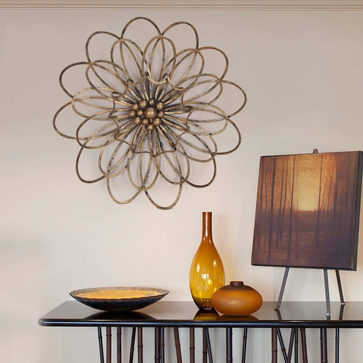 Metal Flowers Wall Decor, Modern Wall Art Decoration Floral Sculpture