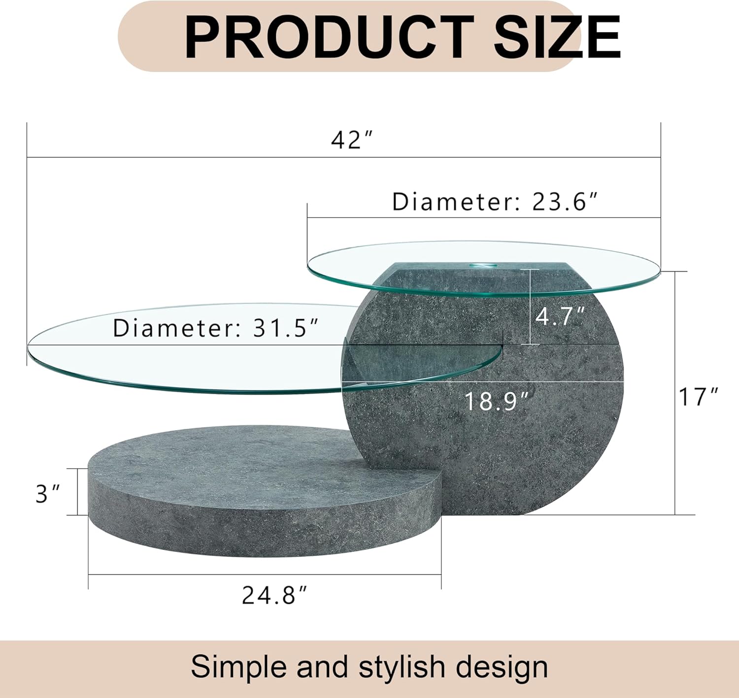 Glass Coffee Tables Round Coffee Tables for Living Room Modern 3 Tier
