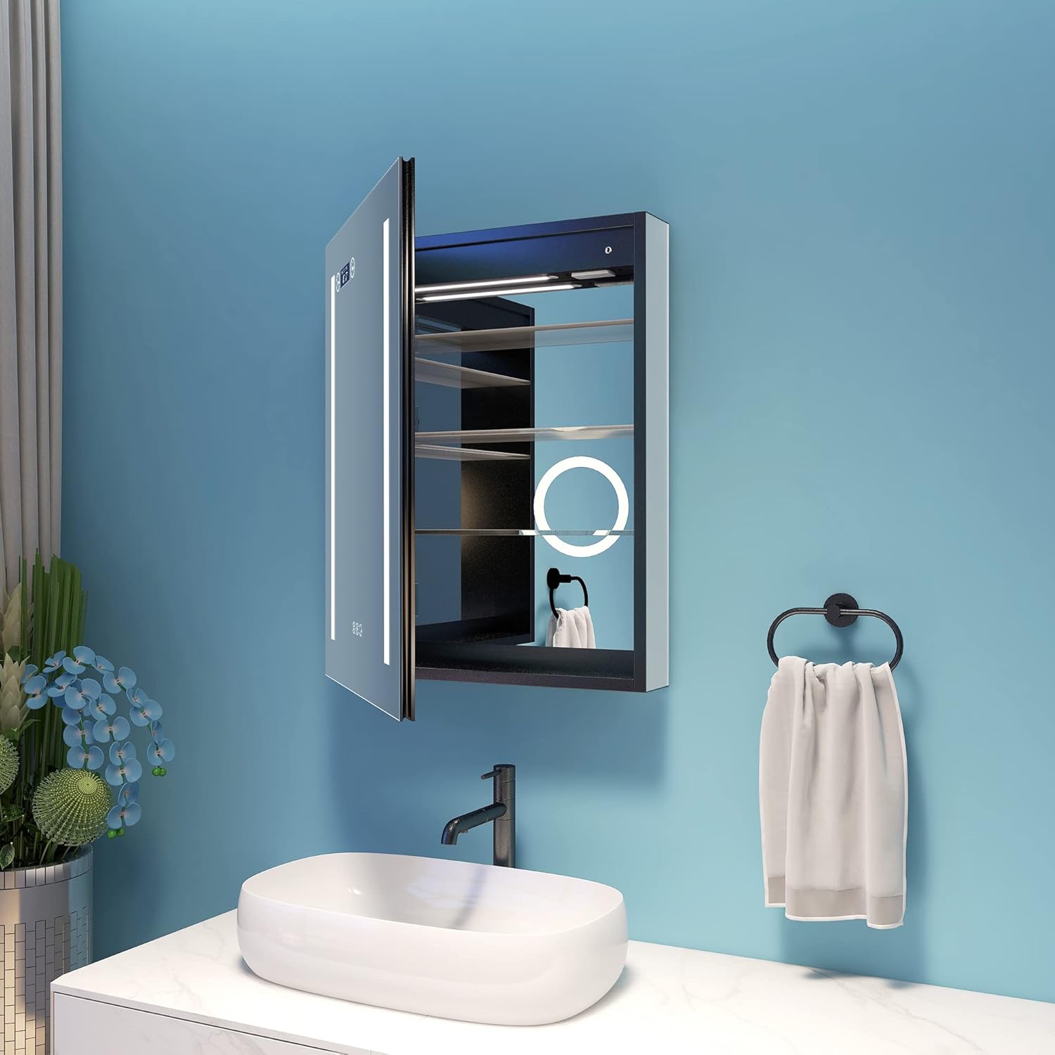 LED Mirror Medicine Cabinet with Lights,24x30 Lighted Bathroom Cabinet with Mirror