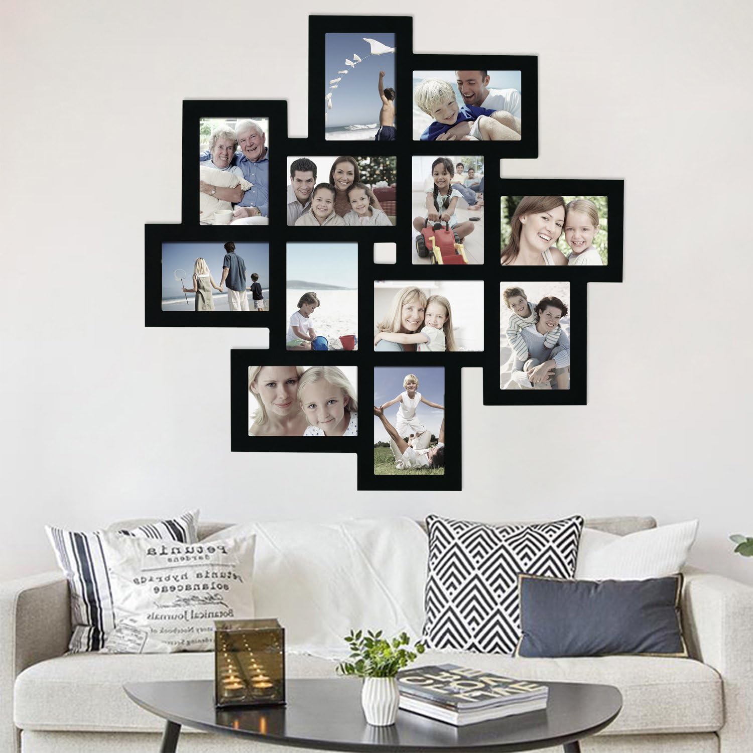 Decorative Black Wood Wall Hanging Collage Picture Photo Frame