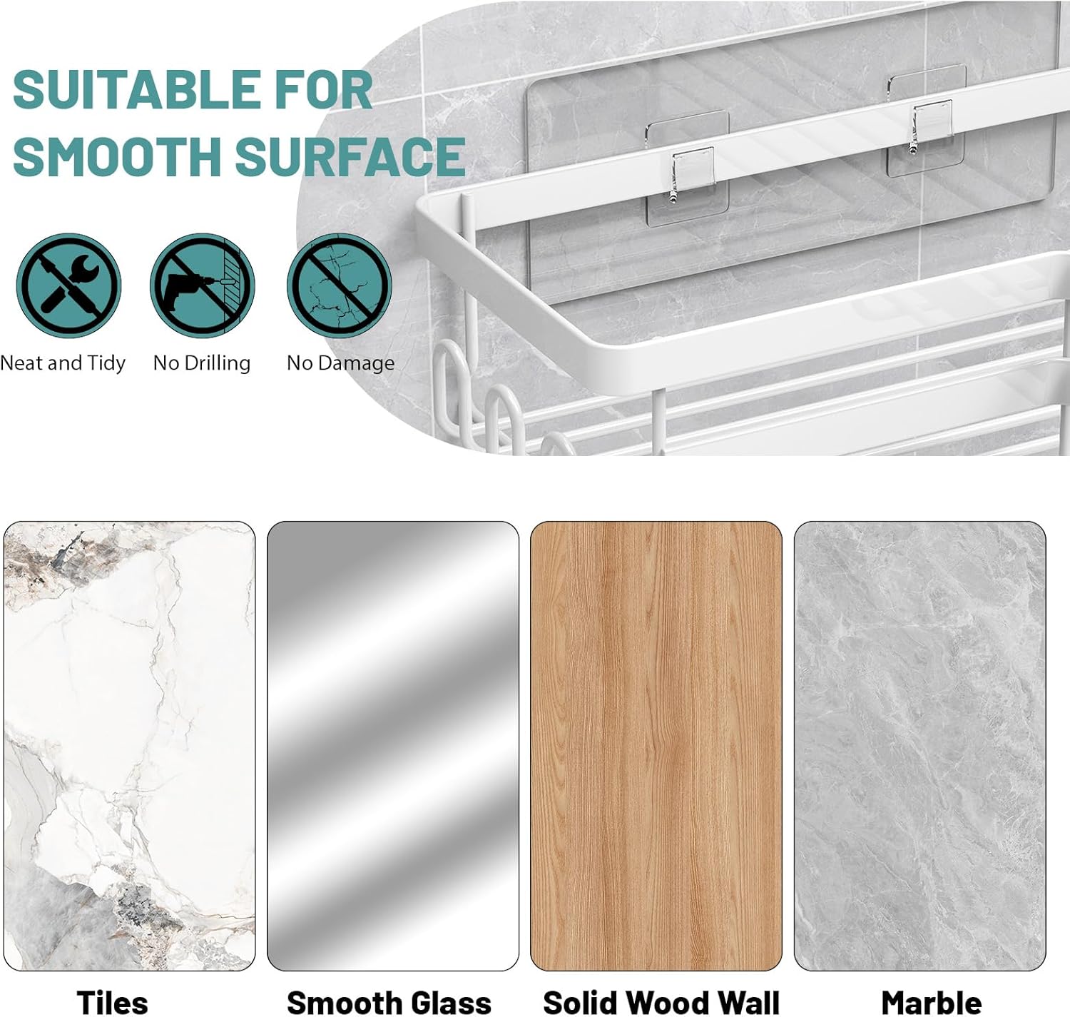 Corner Shower Caddy, 3 Pack Adhesive Bathroom Accessories with Soap Holder, Storage Stainless Shower Organizer