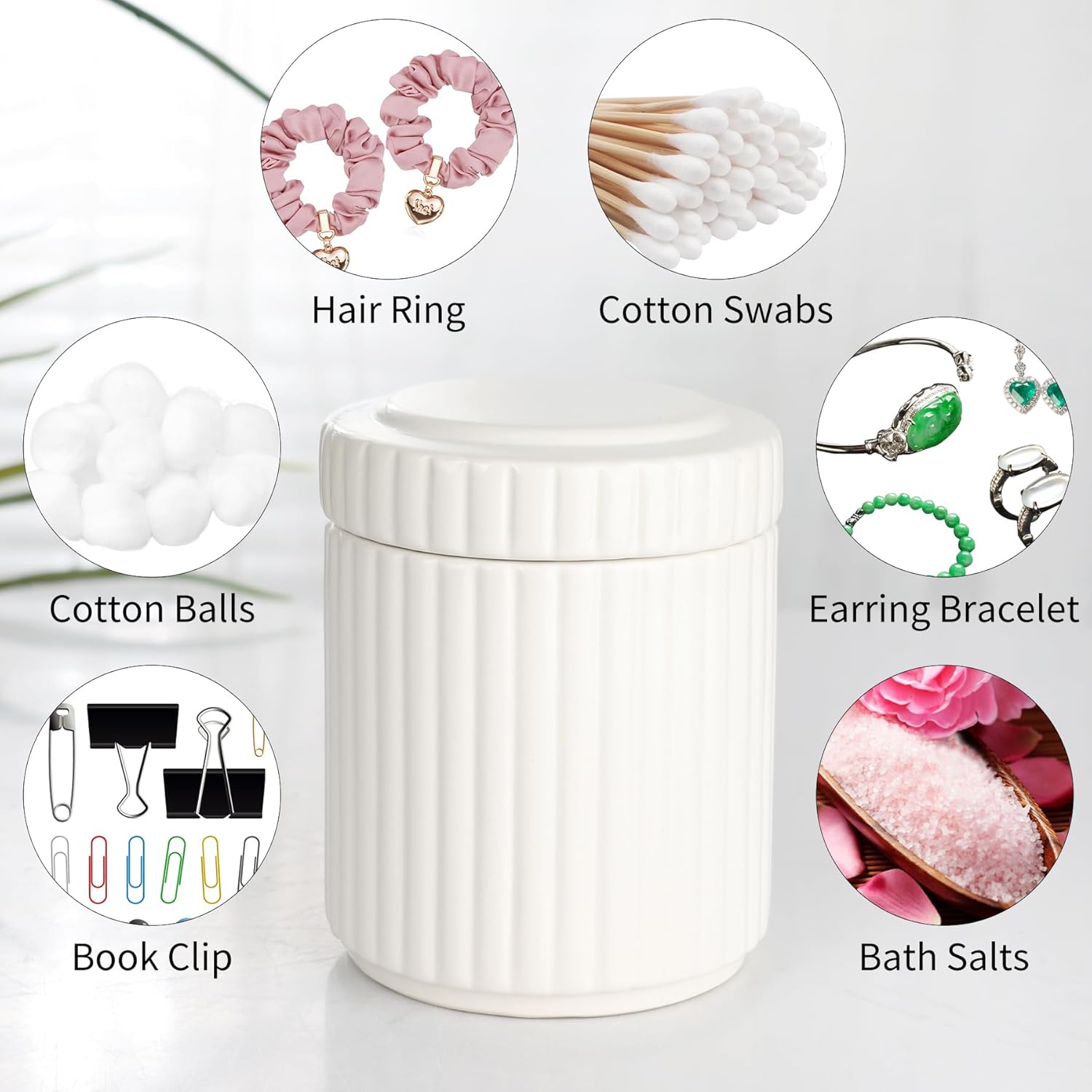 White Bathroom Accessory Set 5PCS, Ceramic Bathroom Accessories Set, Classic Design Bathroom Accessories Sets Complete, Home Apartment Modern Bathroom Decor Vanity Countertop