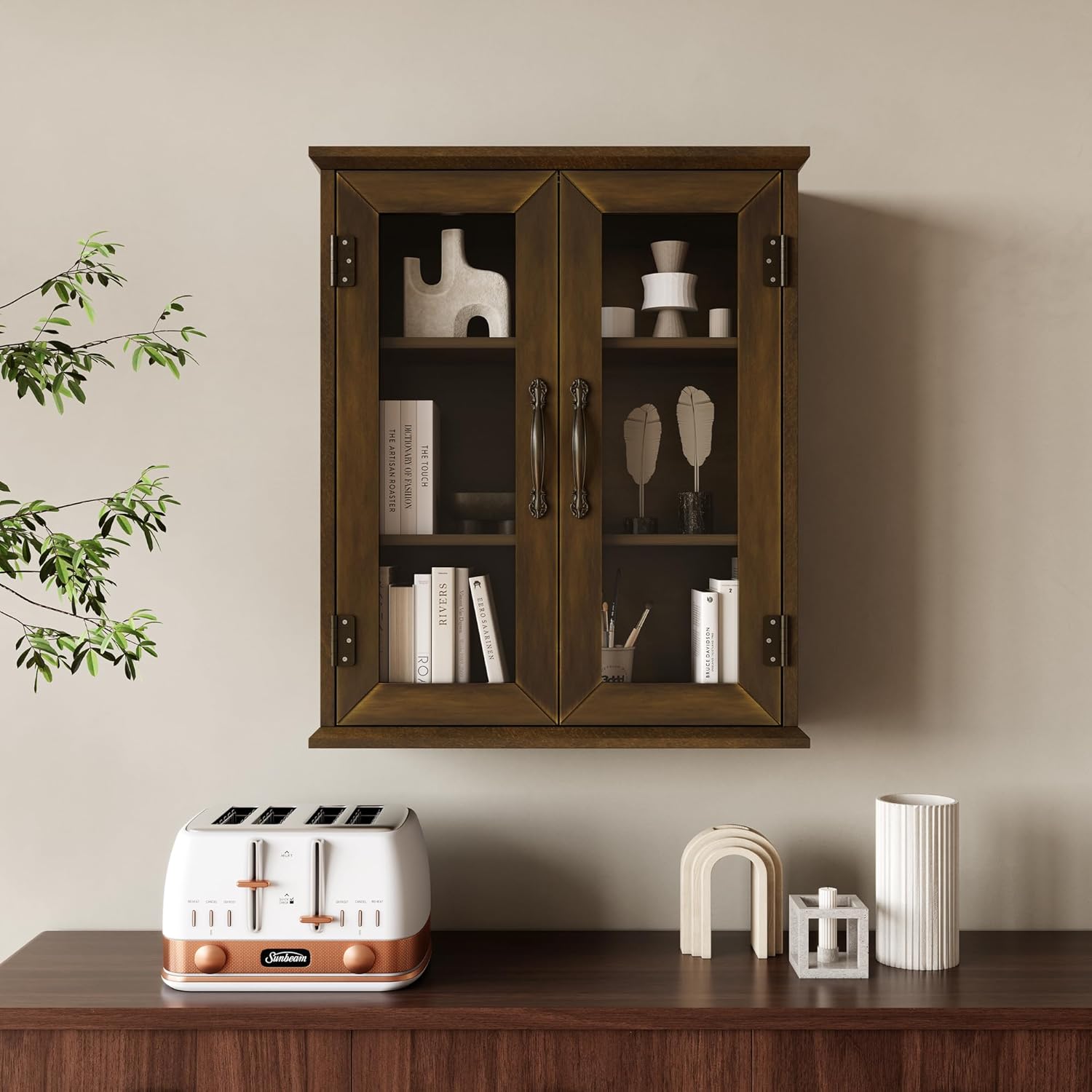 Wood Medicine Cabinet with Acrylic Doors, Bathroom Wall Cabinet with Adjustable Shelves Over The Toilet