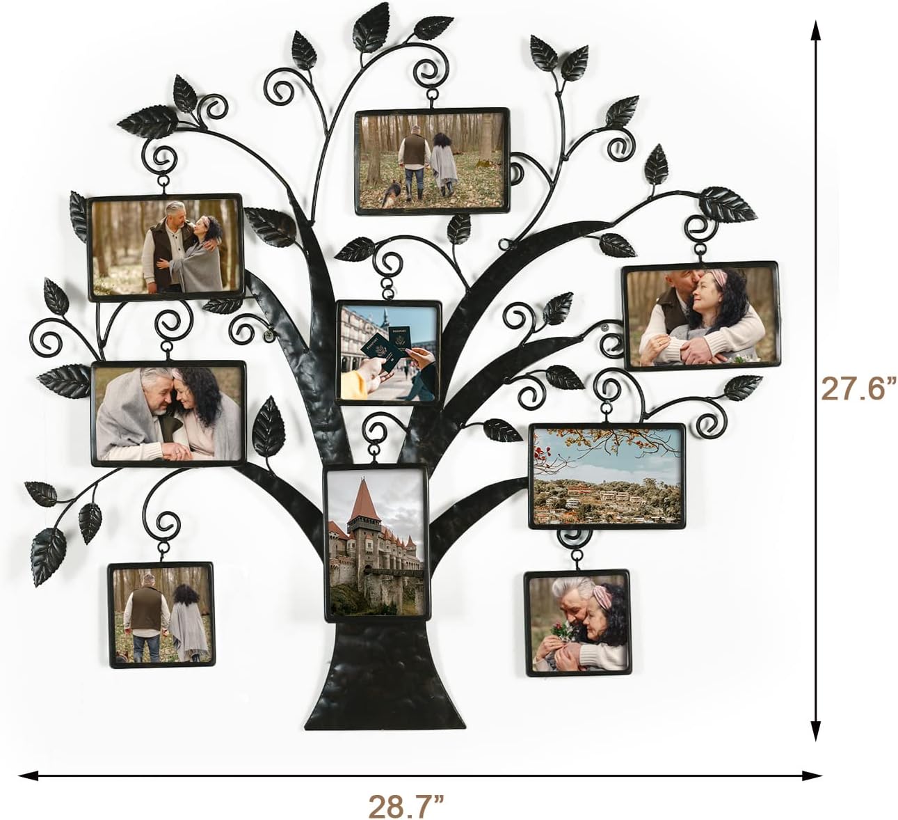 Decorative Metal Wall Hanging Collage Picture Frame with 9 Openings