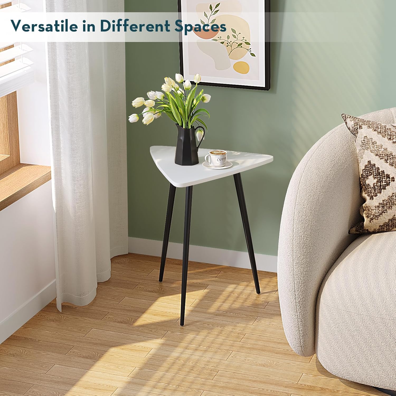 White Side Table Small Triangle End Tables Modern Narrow Sofa Table