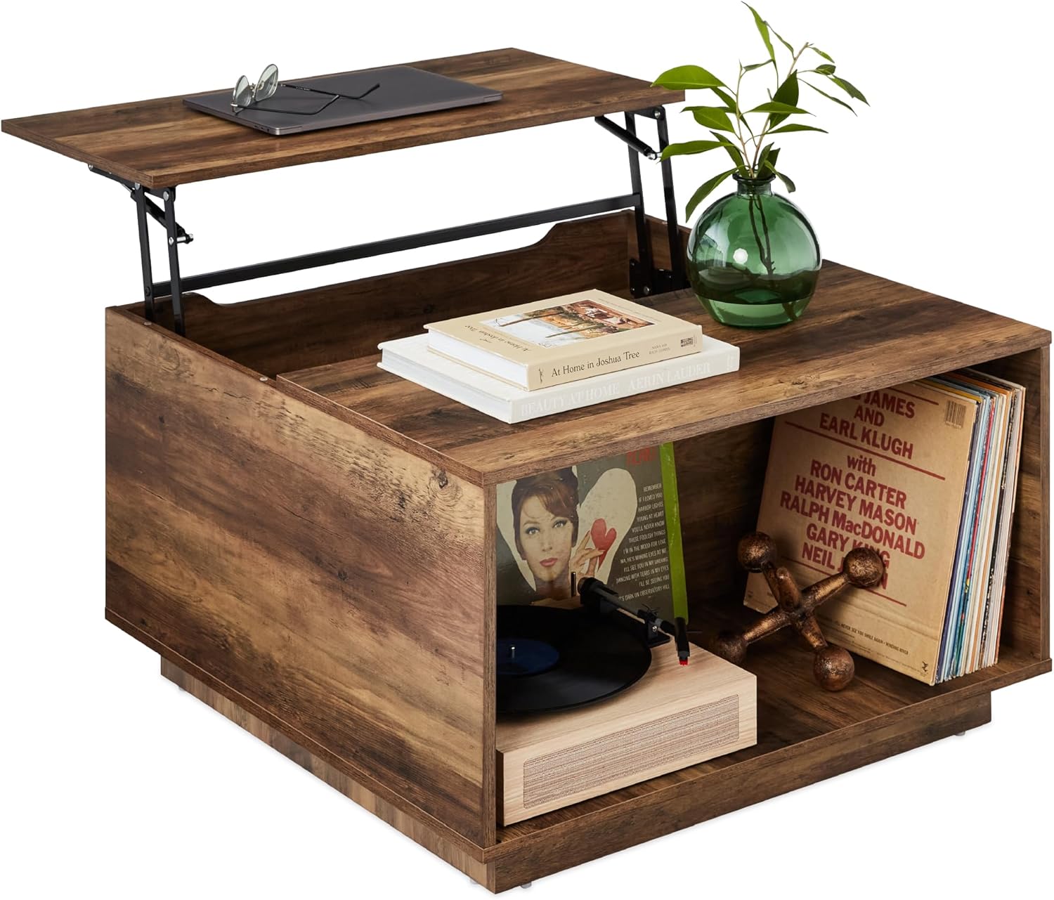 Wooden Rustic Modern Multifunctional Accent Table for Living Room