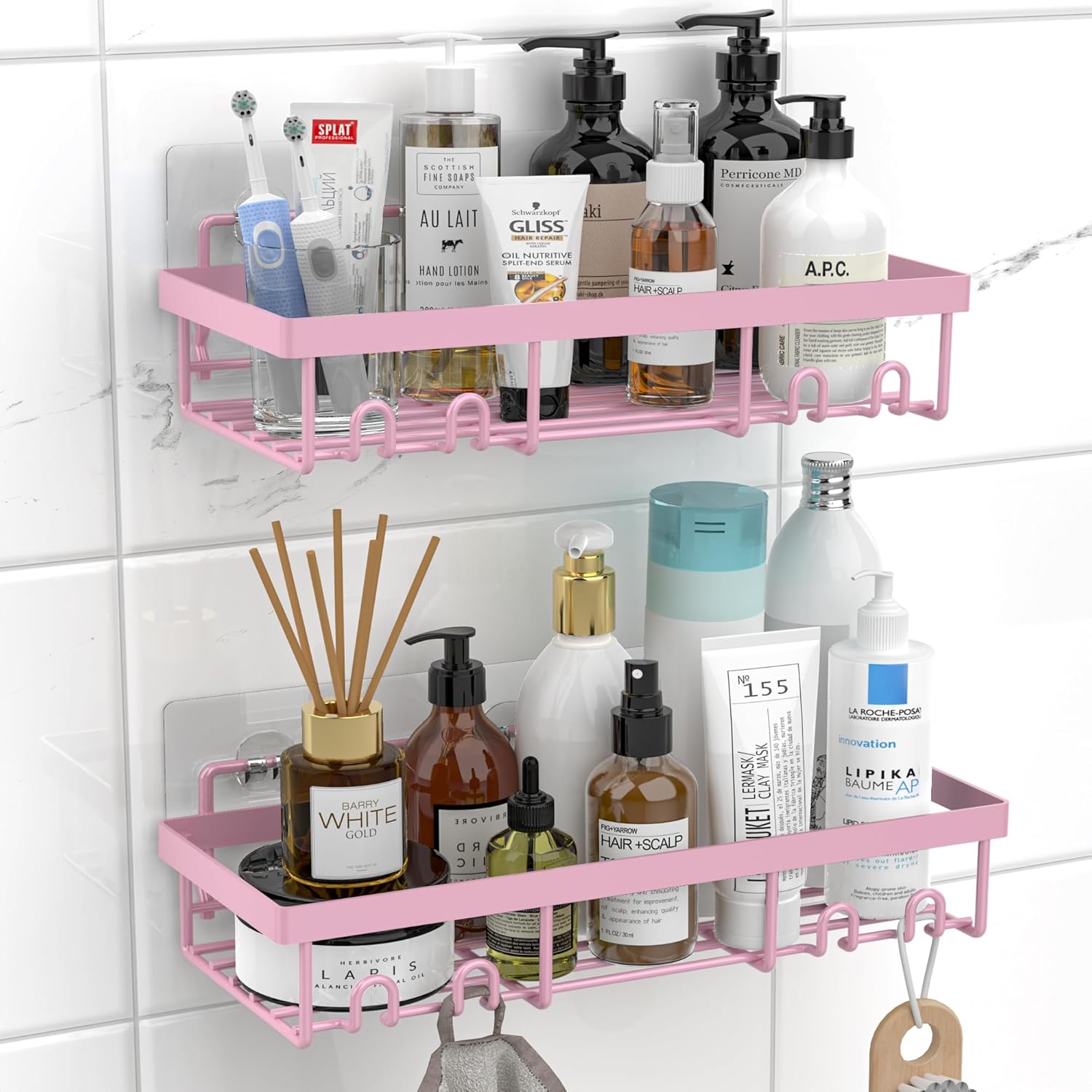 Shower Caddy Shelf Organizer Rack, Self Adhesive Black Bathroom Shelves Basket