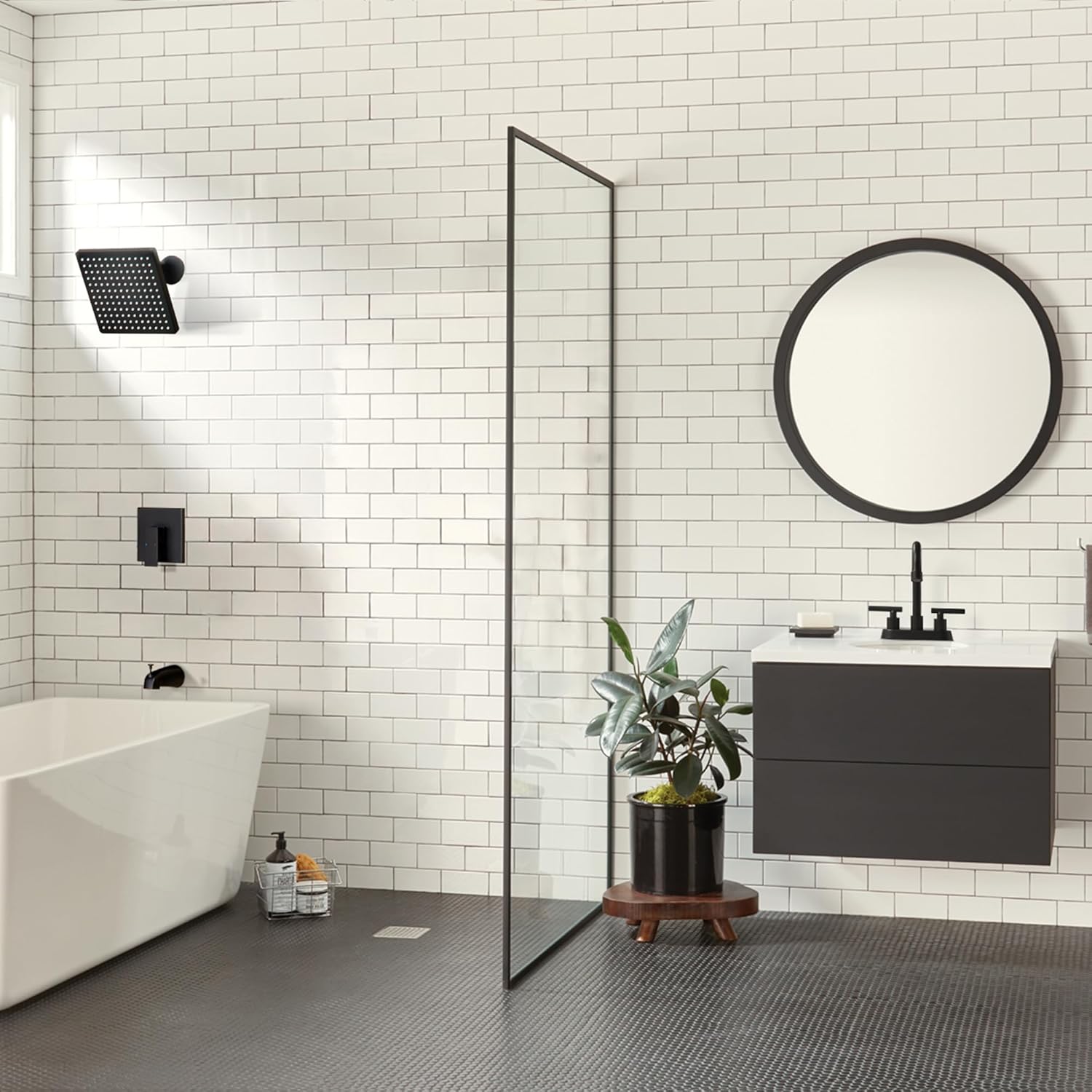 Black Bathroom Faucets, 2 Handle Bathroom Sink Faucet, 4-Inch Centerset Bathroom Sink Faucet with Pop Up Drain and Water Supply Lines