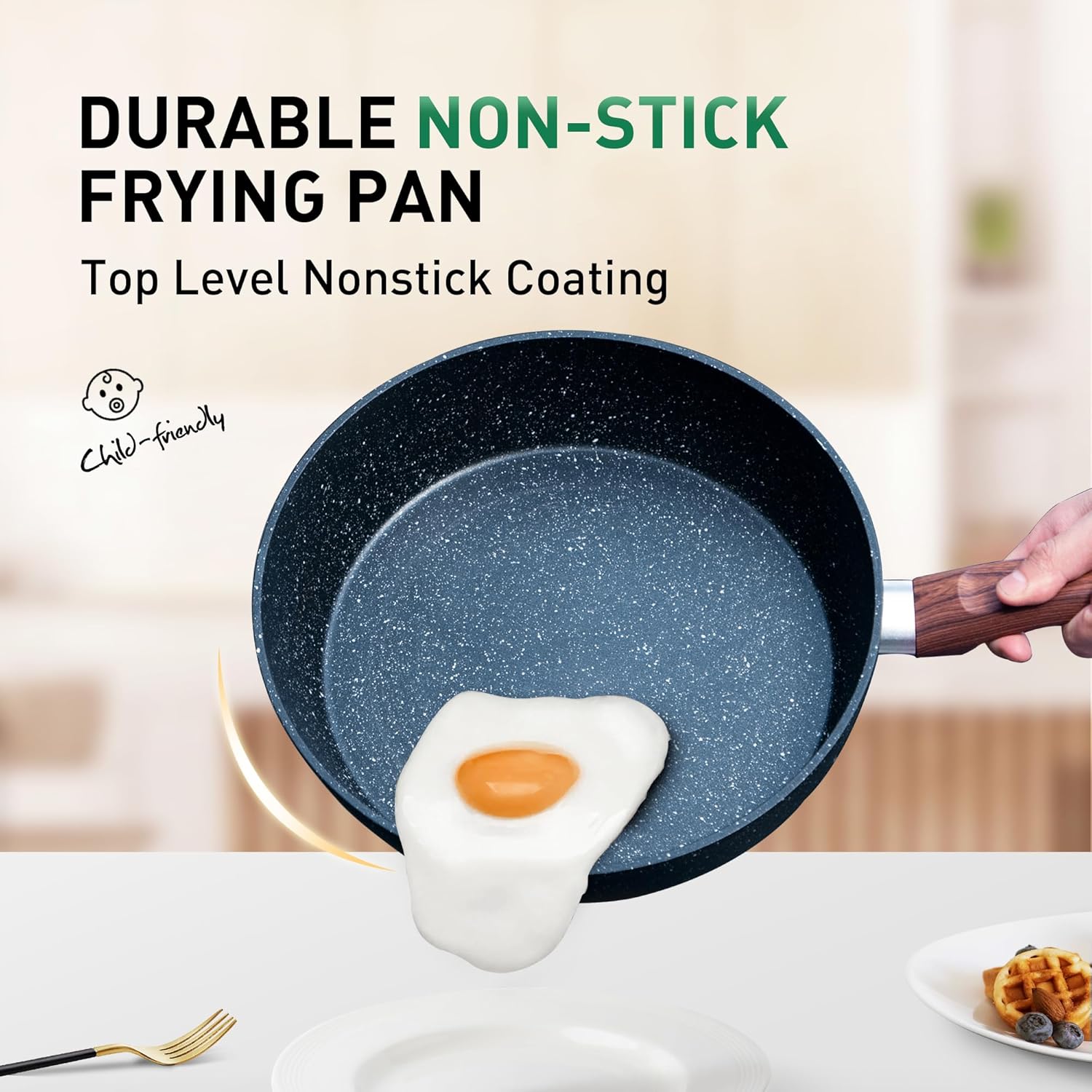 Kitchen Cookware Sets Nonstick, 12 Piece Pots and Pans Set Granite Cooking Set for Induction & Dishwasher Safe, Oven, Stovetop, Blue