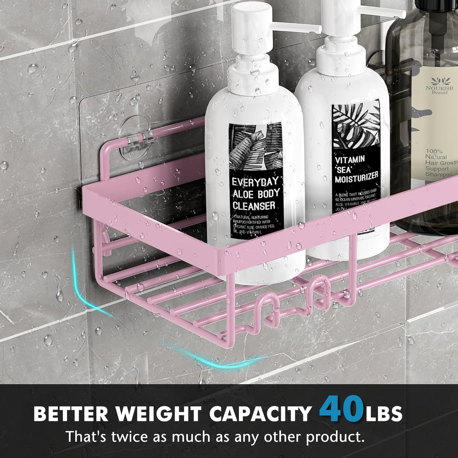 Shower Caddy Shelf Organizer Rack, Self Adhesive Black Bathroom Shelves Basket