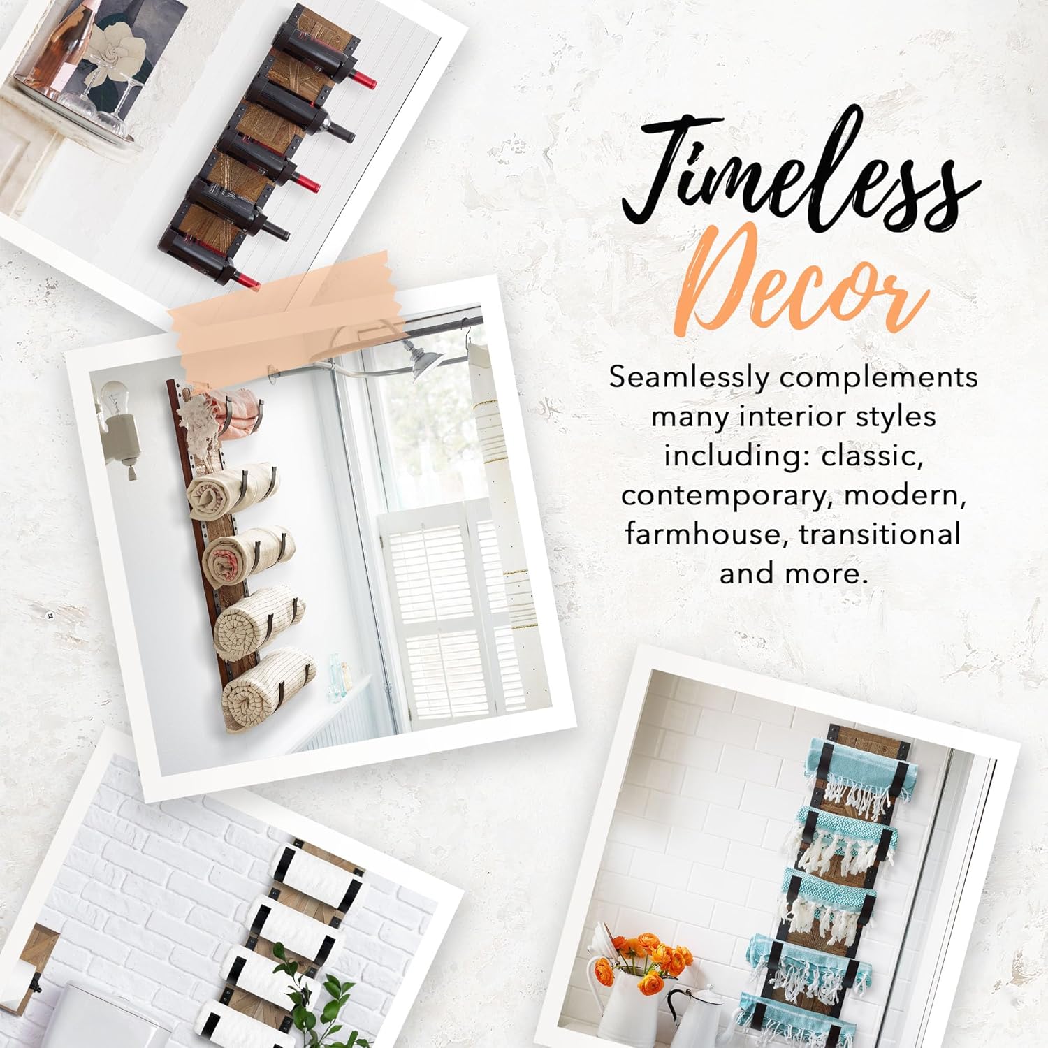 Rustic Farmhouse Towel Rack for Rolled Towels – Stunning Barn Wood Farmhouse Bathroom Decor