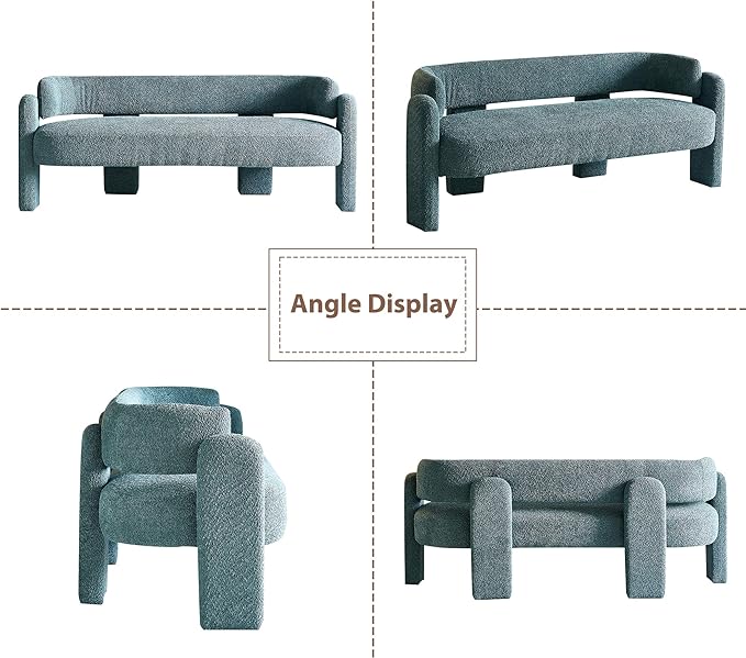 Modern 3 Seat Curved Sofa, Upholstered Boucle Accent Sofa
