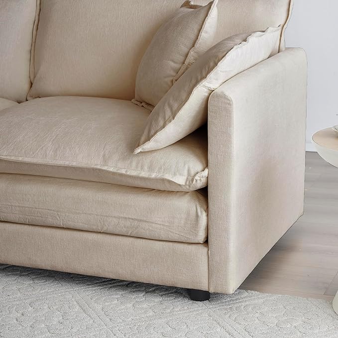 2 Seater Sofa, 76.7" W Chenille Modern 2 Seater L-Shaped Sectional Sofa Couch with Moveable Ottoman