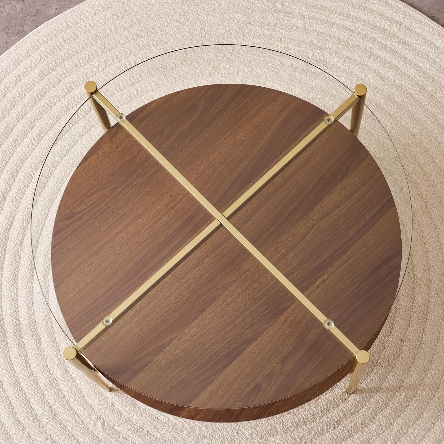 Round Coffee Table, Mid-Century Modern Design, D30“ x H17”, for Living Room