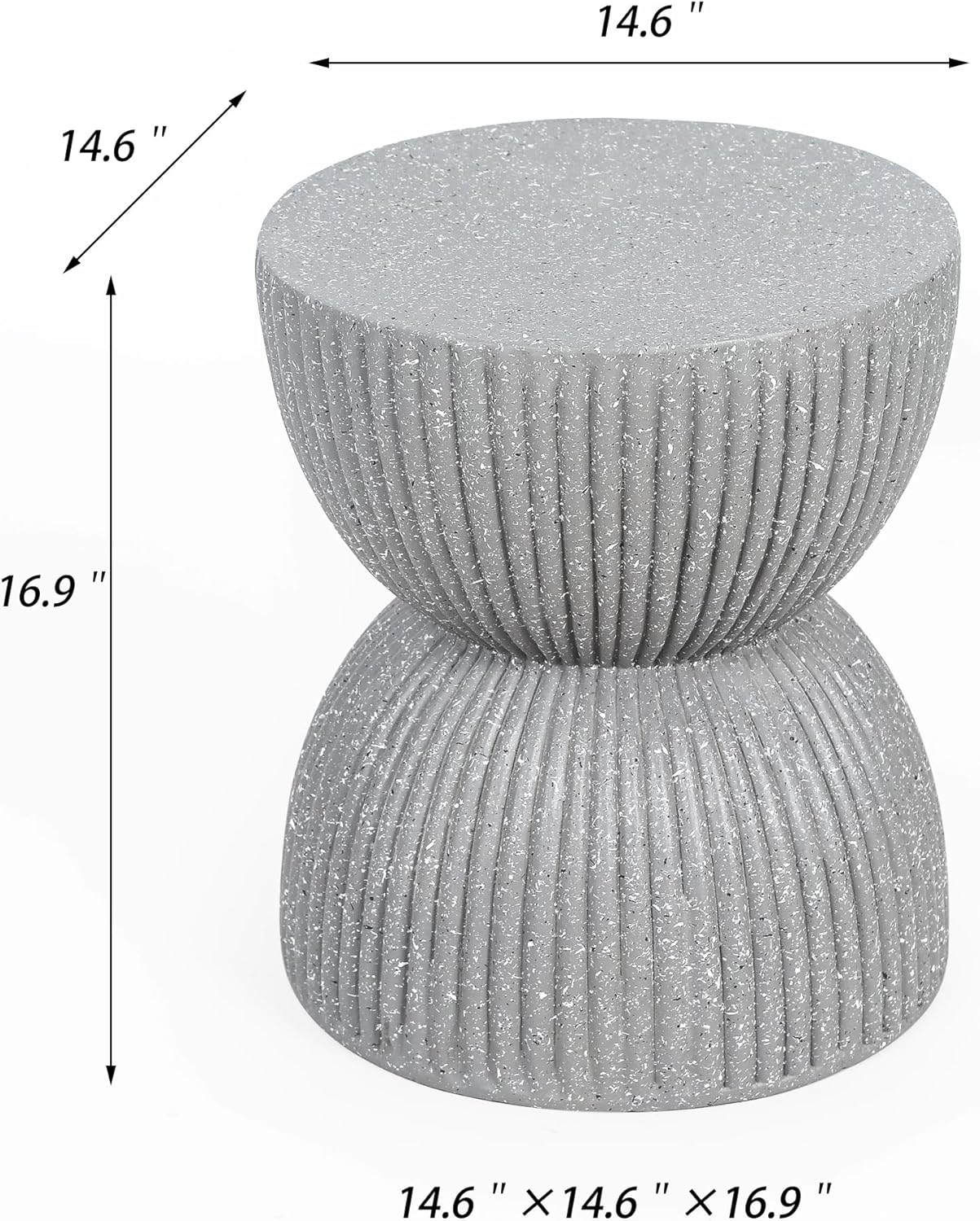 16.9" H Concrete Side Table for Outdoor, Modern Accent End Coffee Table