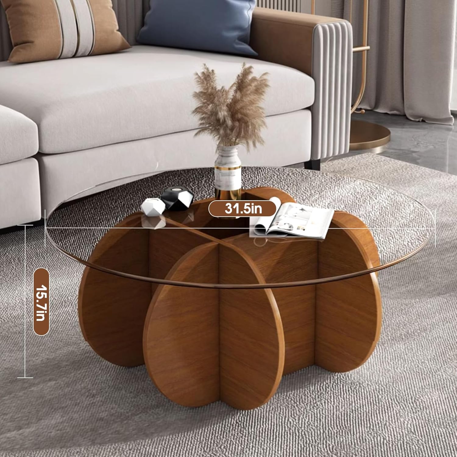 Glass Coffee Tables for Living Room Modern Elegant Round Coffee Table
