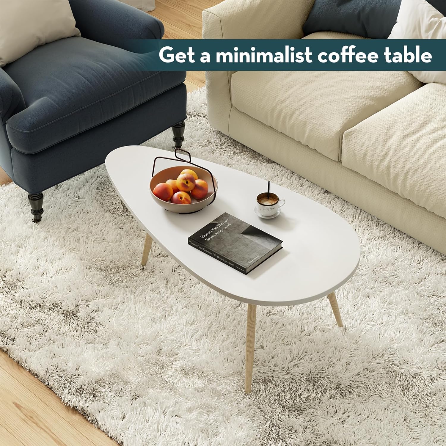 Modern Coffee Table White Coffee Tables for Small Space Unique Simple Oval Center Table