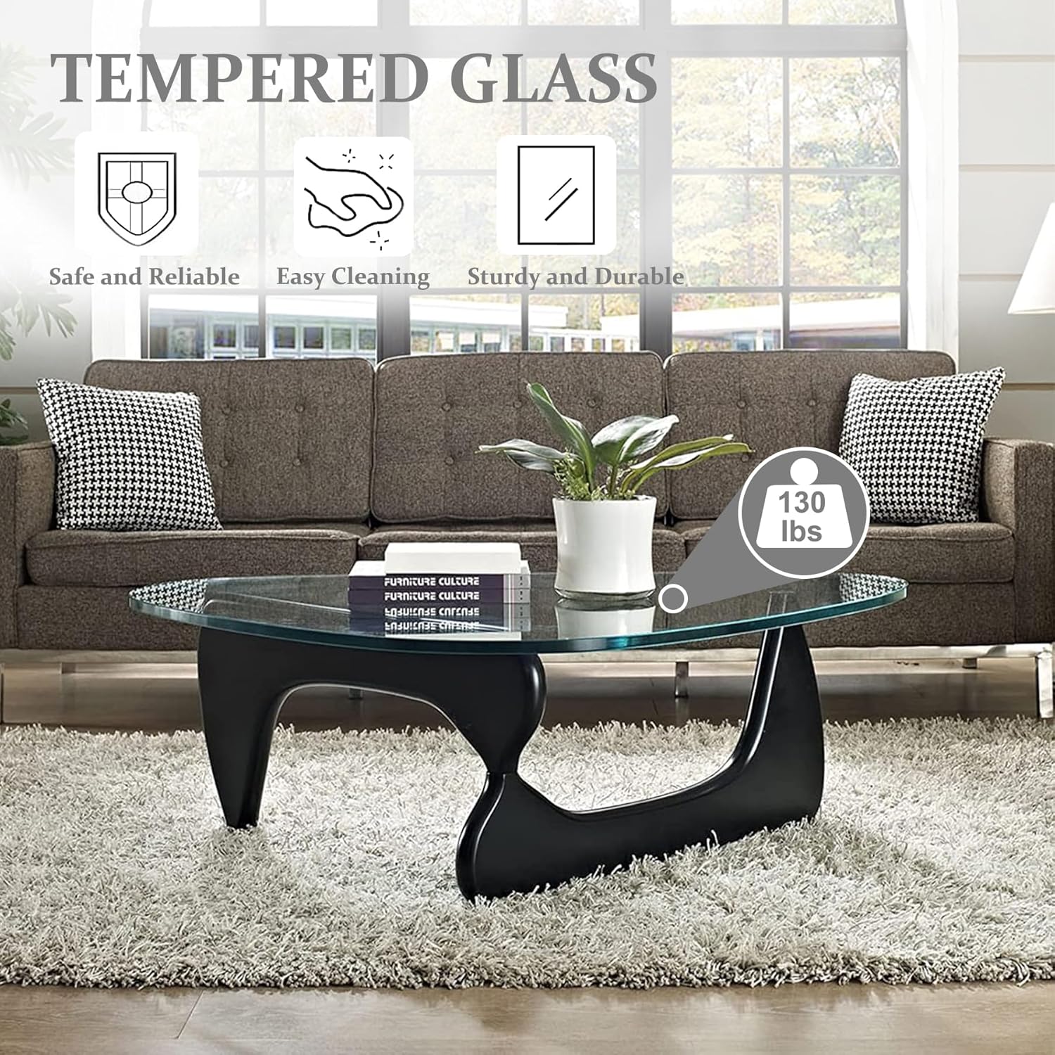Small Oval Glass Coffee Table Modern Triangle Coffee Table 32.2"D x 22.5"W x 16"H