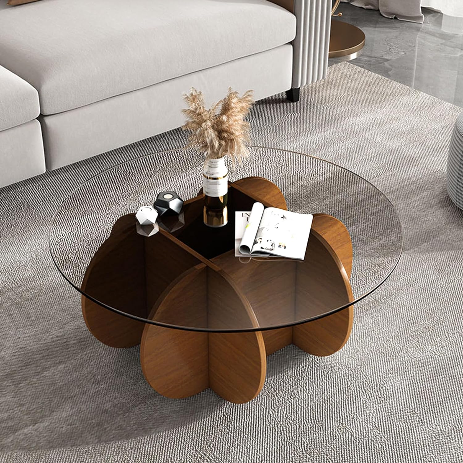 Glass Coffee Tables for Living Room Modern Elegant Round Coffee Table
