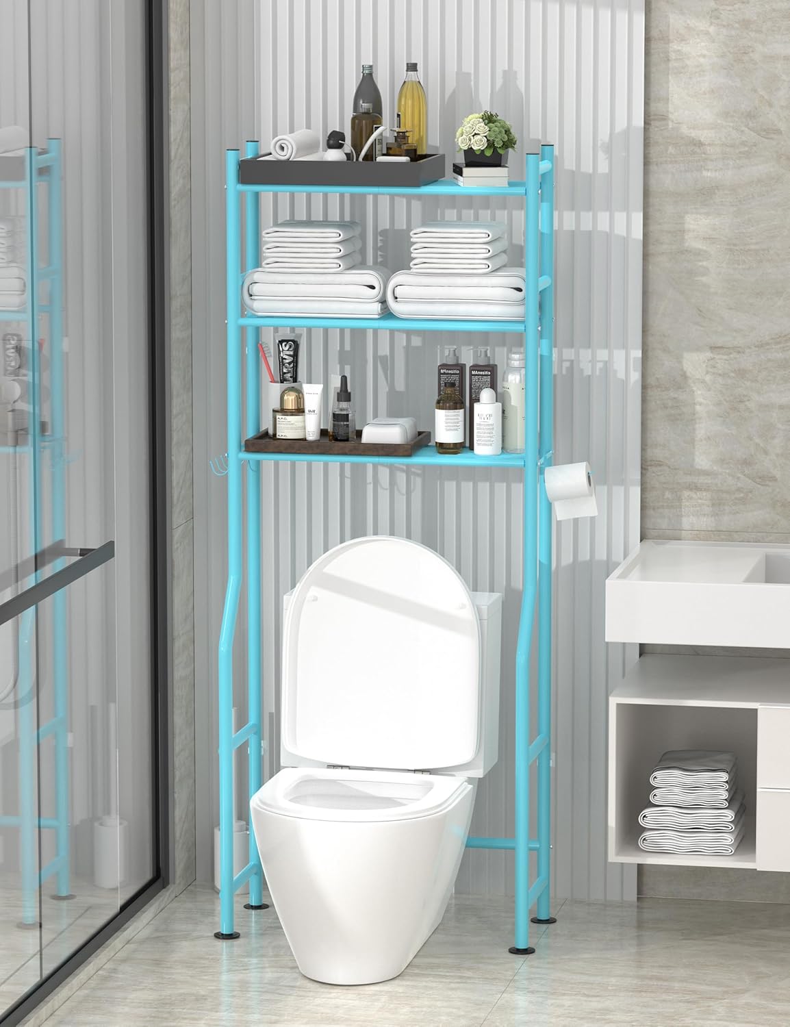 Over Toilet Storage Shelf, 3-Tier Freestanding Over The Toilet Storage