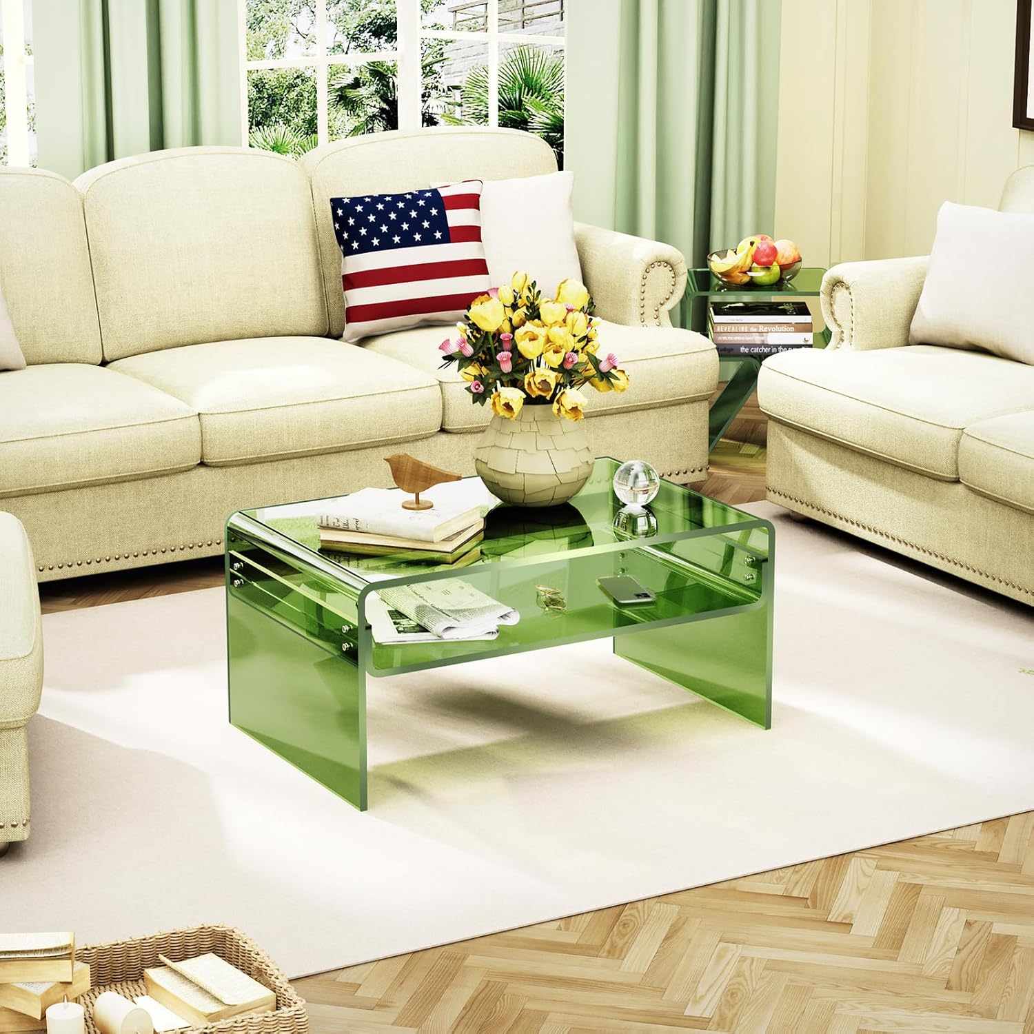 Acrylic Coffee Table for Living Room Clear Rectangle Lucite Table