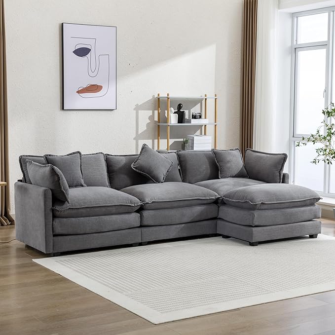 112.2" Sectional Sofa for Living Room, Convertible L-Shape Couch