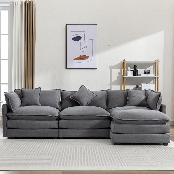 112.2" Sectional Sofa for Living Room, Convertible L-Shape Couch