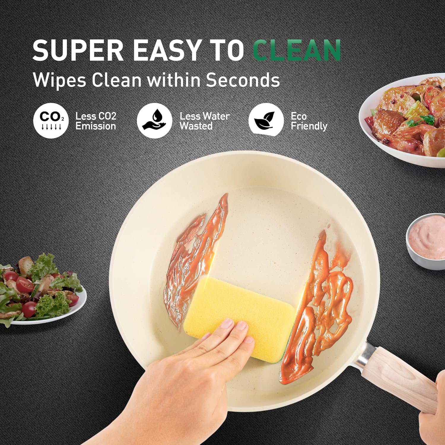 Kitchen Cookware Sets Nonstick, 12 Piece Pots and Pans Set Granite Cooking Set for Induction & Dishwasher Safe, Oven, Stovetop, Beige