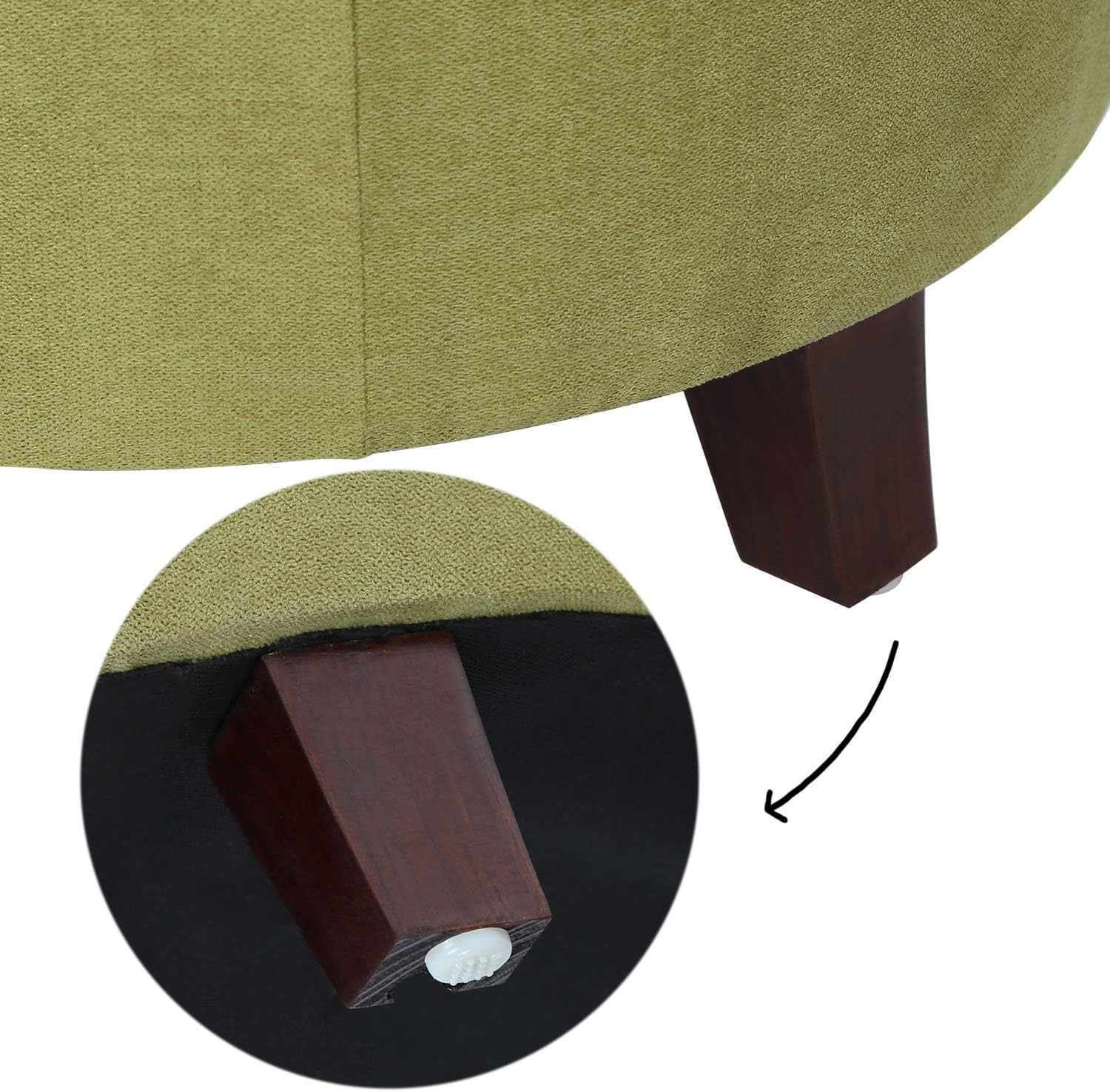 Fabric Cushion Round Button Tufted Lift Top Footstool