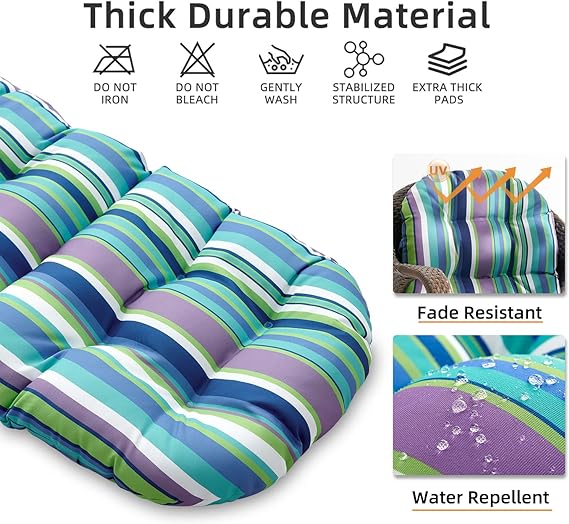 Chair Pads, Seat/Back Patio Cushions - Waterproof Solid Tufted Pillow, Indoor/Outdoor Pads with Ties