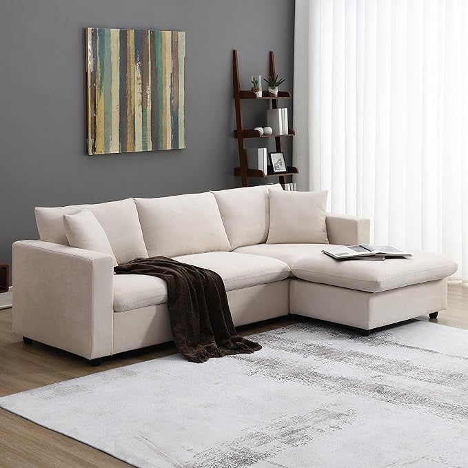 100.4" Sectional Sofa for Living Room, Modern L-Shaped 3-Seat Couch