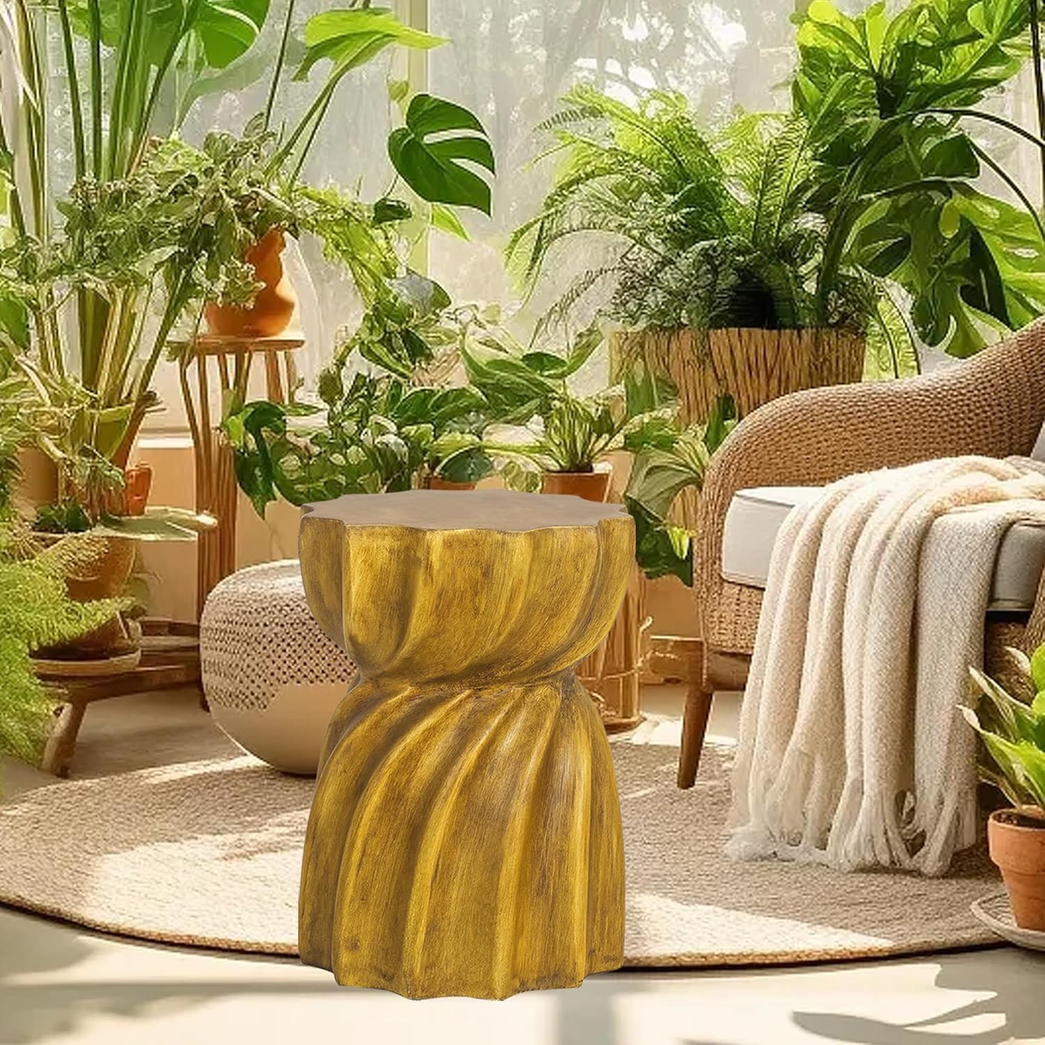 18.9" H Concrete Side Table for Outdoor, Modern Accent End Coffee Table