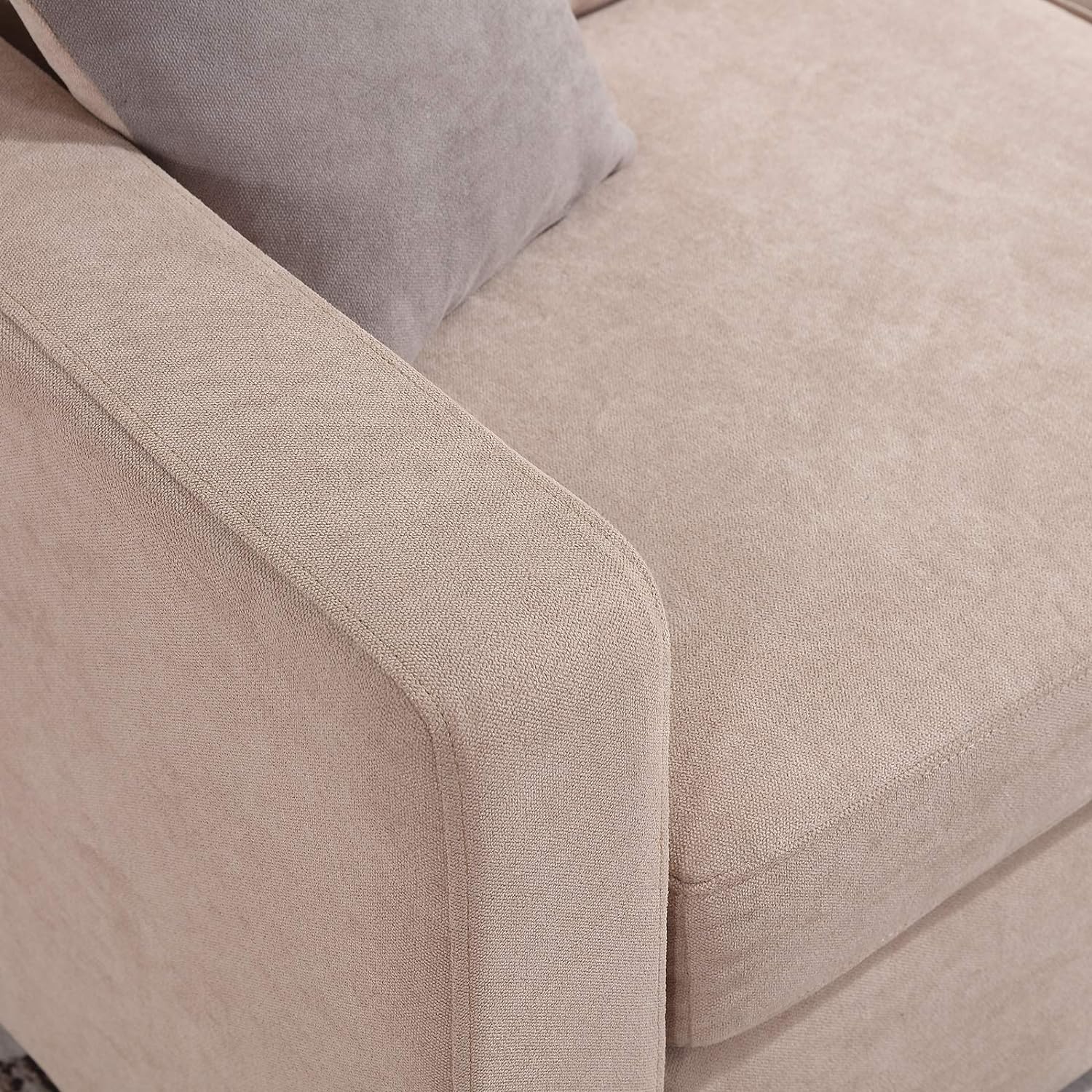 L Shaped Couch with Linen Fabric, Convertible, Reversible Sectional Sofa for Small Space, Dark Beige