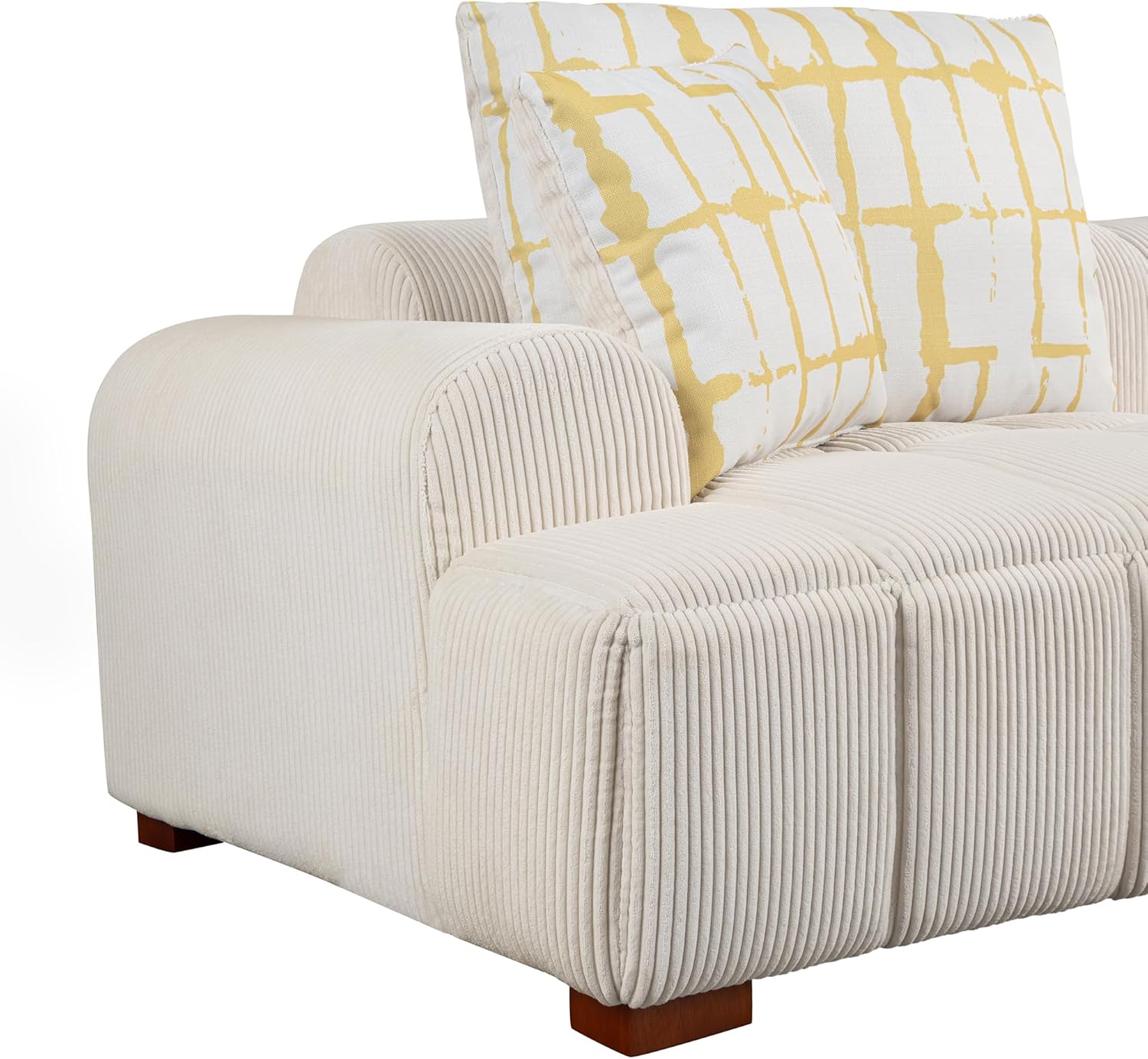 103.9" Modern Style Couch Corduroy Fabric Comfy Sofa with 4 Removable Pillows