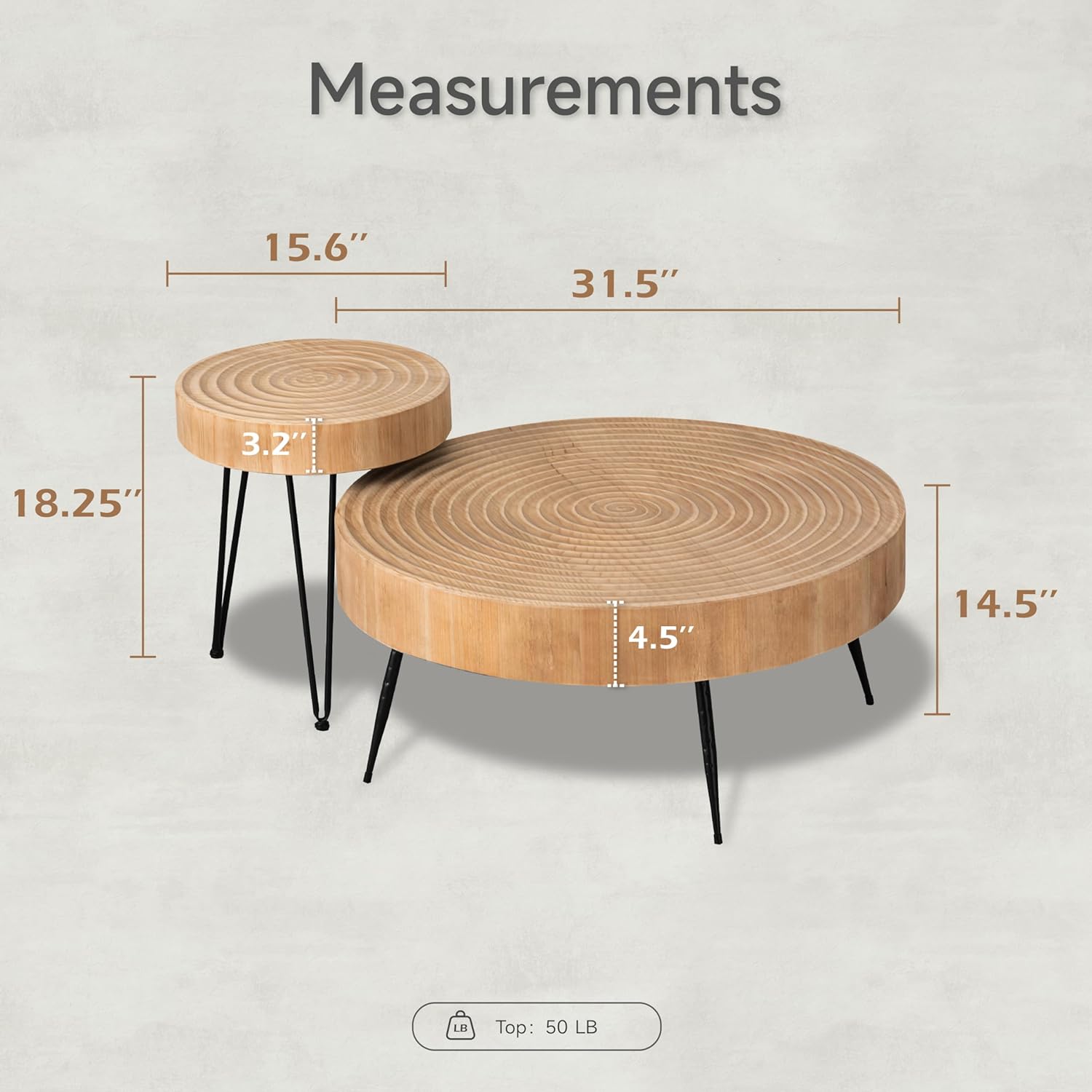 2-Piece Modern Farmhouse Living Room Coffee Table Set