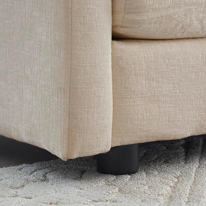 2 Seater Sofa, 76.7" W Chenille Modern 2 Seater L-Shaped Sectional Sofa Couch with Moveable Ottoman
