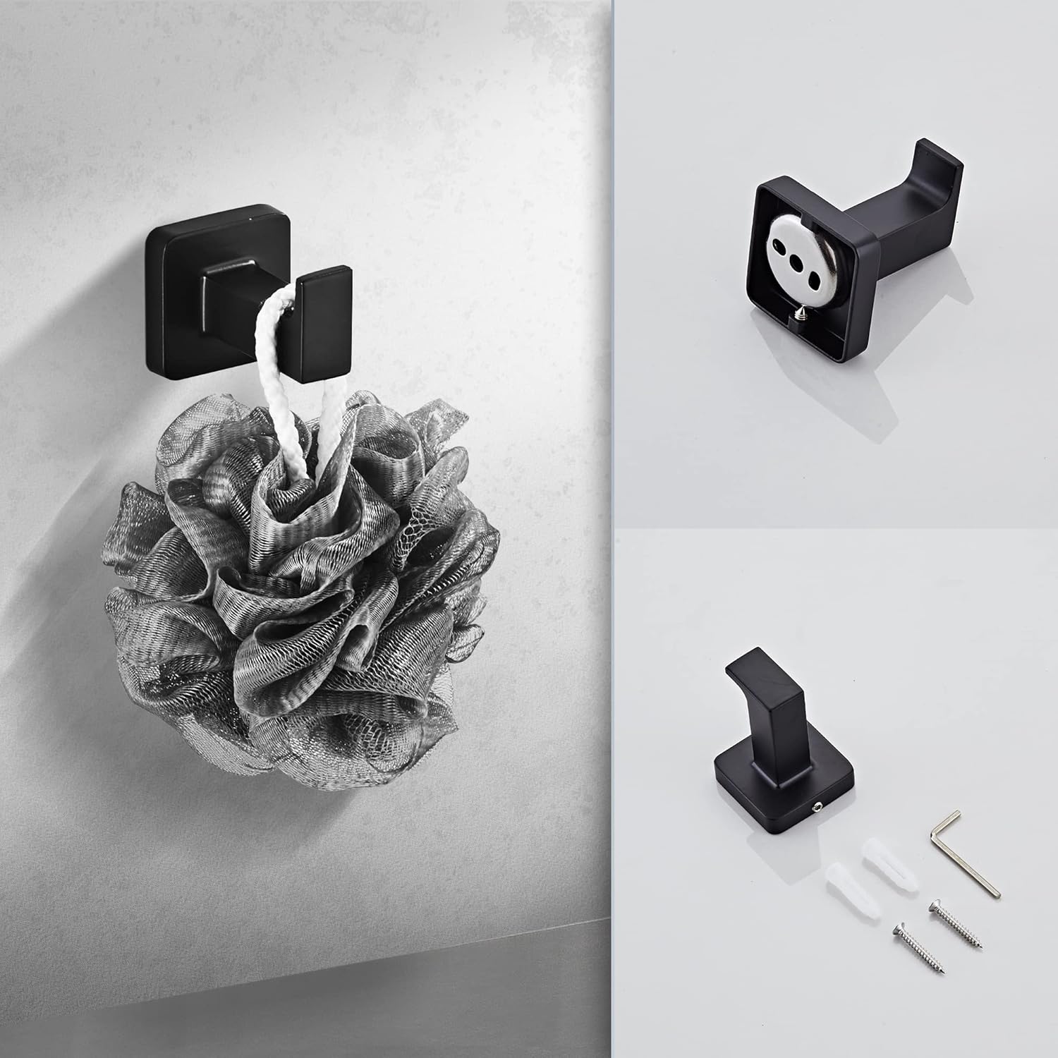 Matte Black Bathroom Hardware Set 4 Pieces,Towel Bar Set Stainless Steel Wall Mounted, Includes 16In Hand Towel Bar