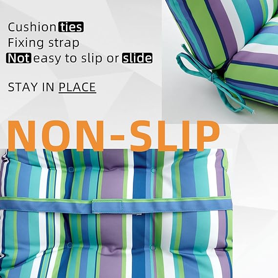 Chair Pads, Seat/Back Patio Cushions - Waterproof Solid Tufted Pillow, Indoor/Outdoor Pads with Ties