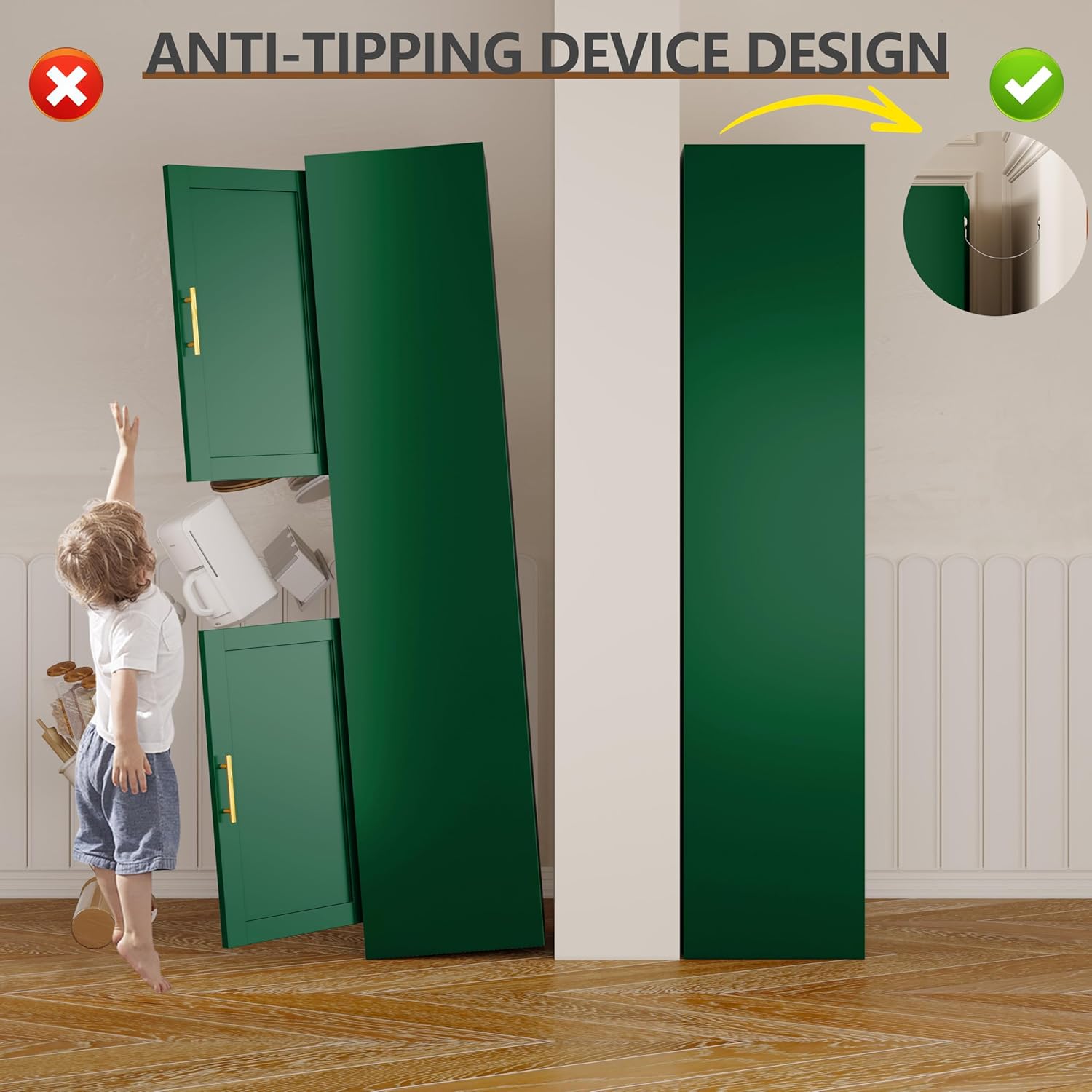 Tall Bathroom Storage Cabinet, 67" H Slim Corner Floor Cabinet with 2 Doors and 3 Adjustable Shelves, Small Space Narrow Bathroom Organizer