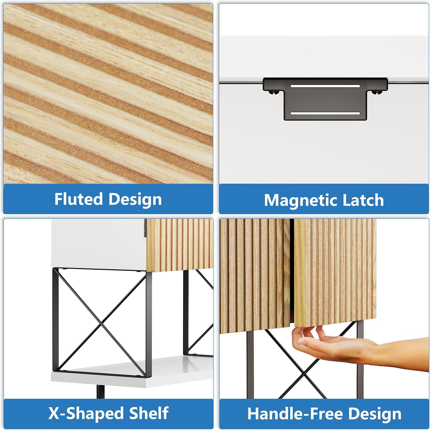 Fluted Bathroom Wall Medicine Cabinet - Hanging Bathroom Wall Mounted Cabinet with Towel Bar