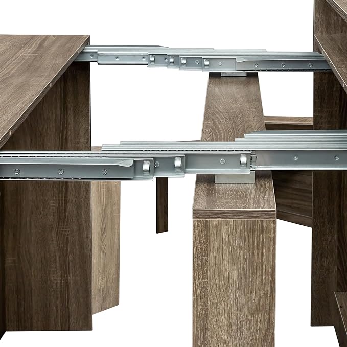 98.43" Expandable Dining Table, Modern Extendable Dining Room Table with Storage