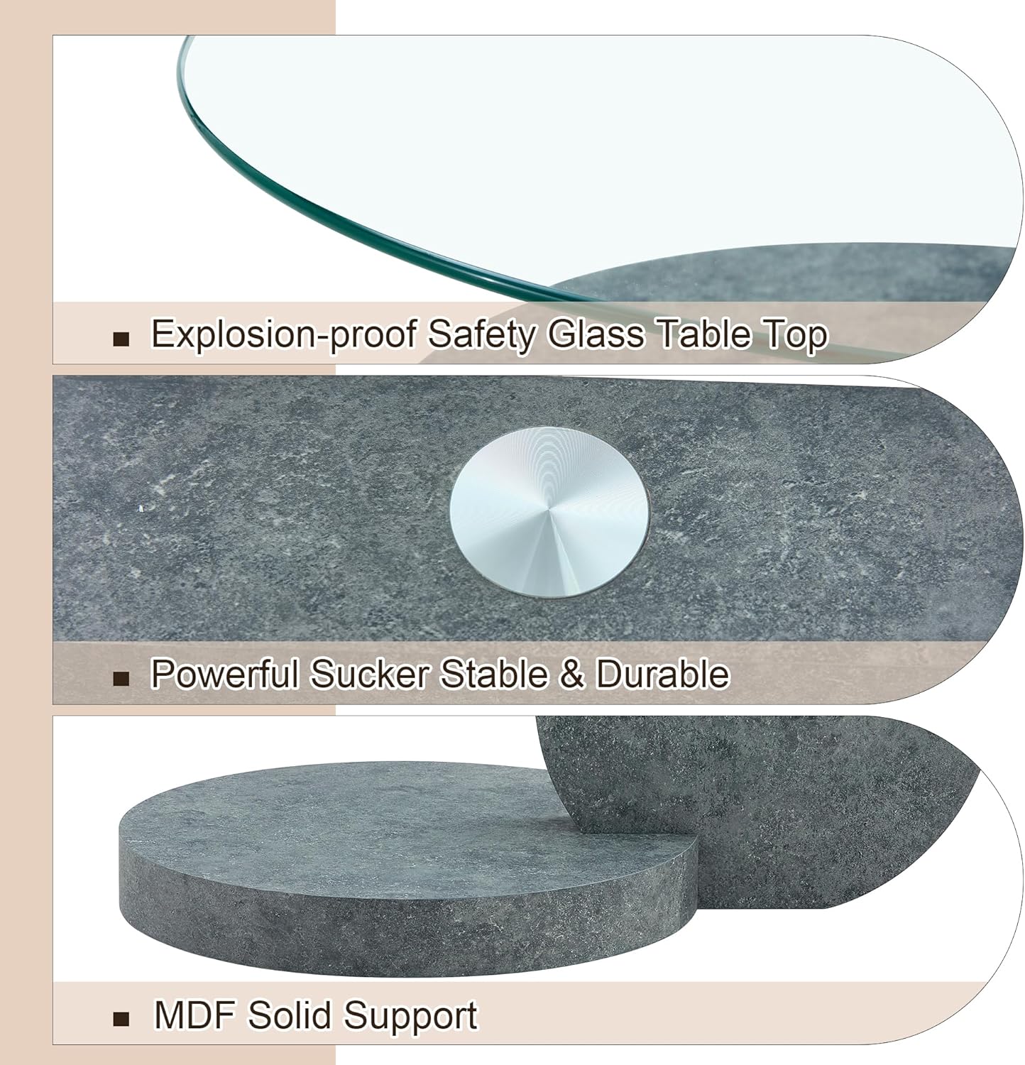 Glass Coffee Tables Round Coffee Tables for Living Room Modern 3 Tier