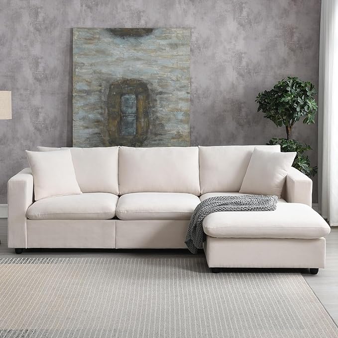 100.4" Sectional Sofa for Living Room, Modern L-Shaped 3-Seat Couch