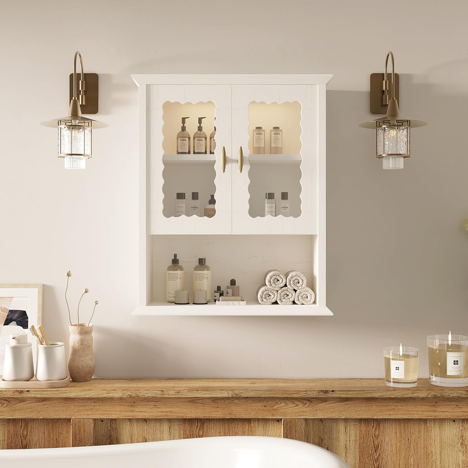 Bathroom Wall Cabinet with Motion Sensor Led Light, Over The Toilet Storage Cabinet