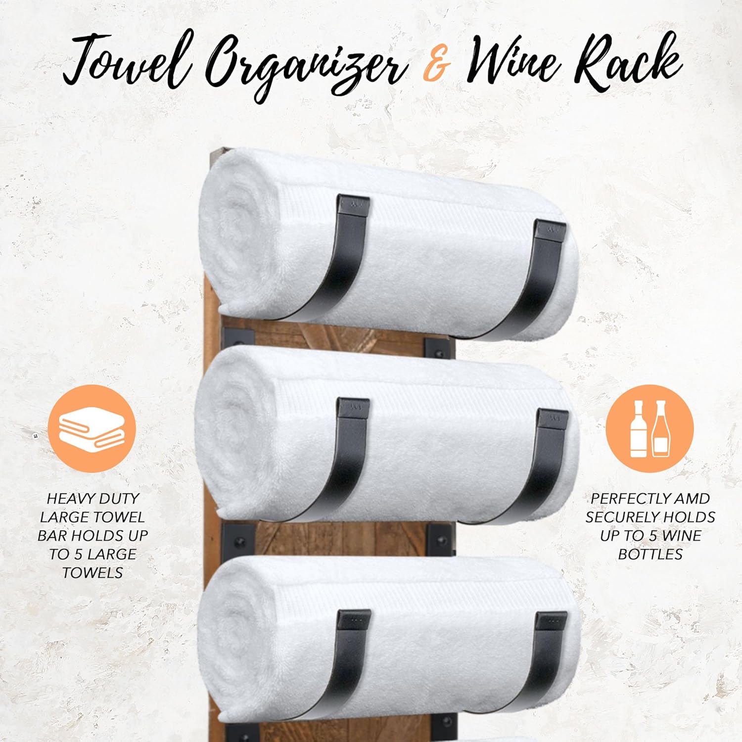 Rustic Farmhouse Towel Rack for Rolled Towels – Stunning Barn Wood Farmhouse Bathroom Decor